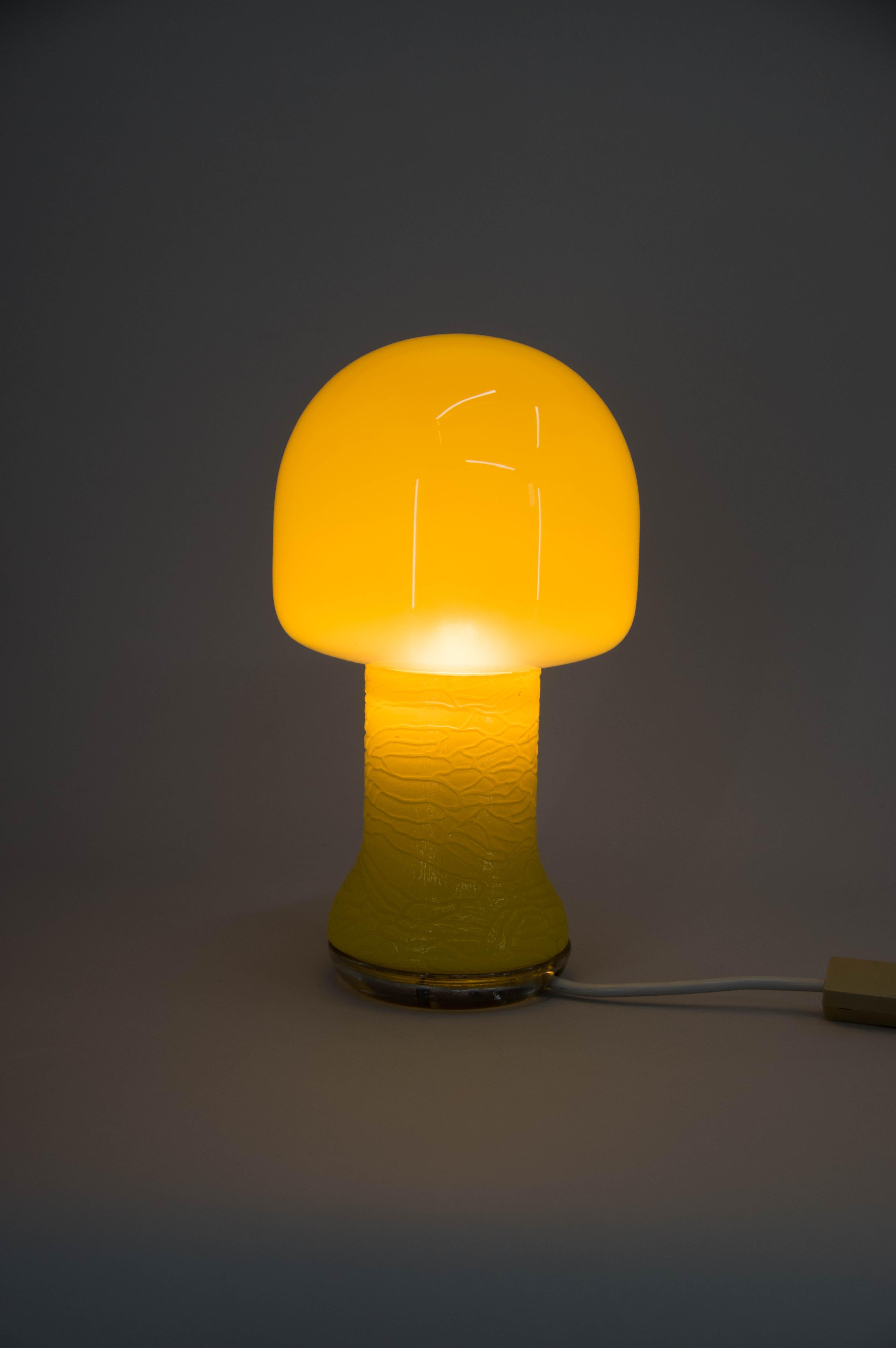 Mid-Century Modern Mid-Century Yellow Glass Table Lamp, Germany, 1970s For Sale