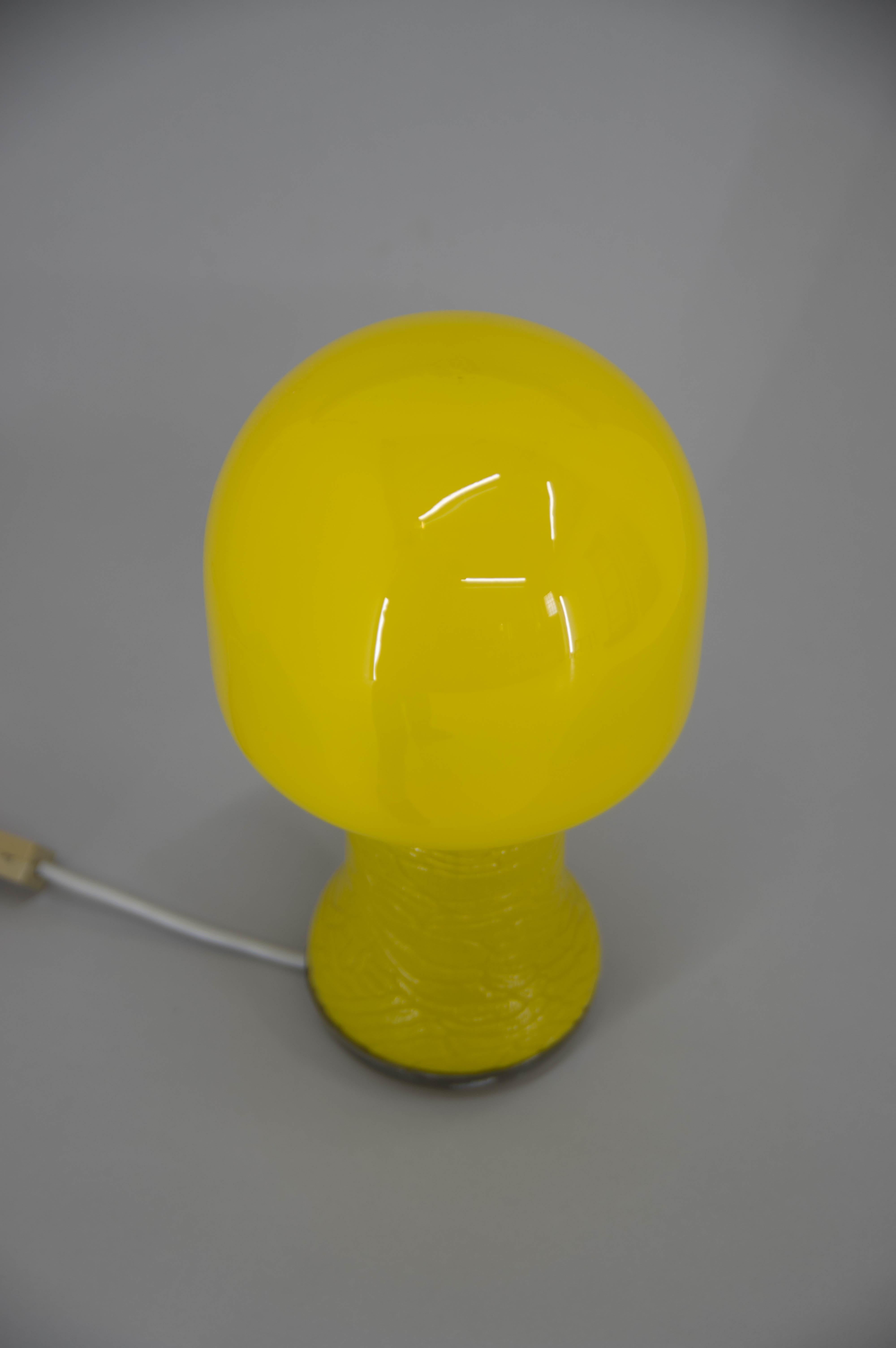 Late 20th Century Mid-Century Yellow Glass Table Lamp, Germany, 1970s For Sale