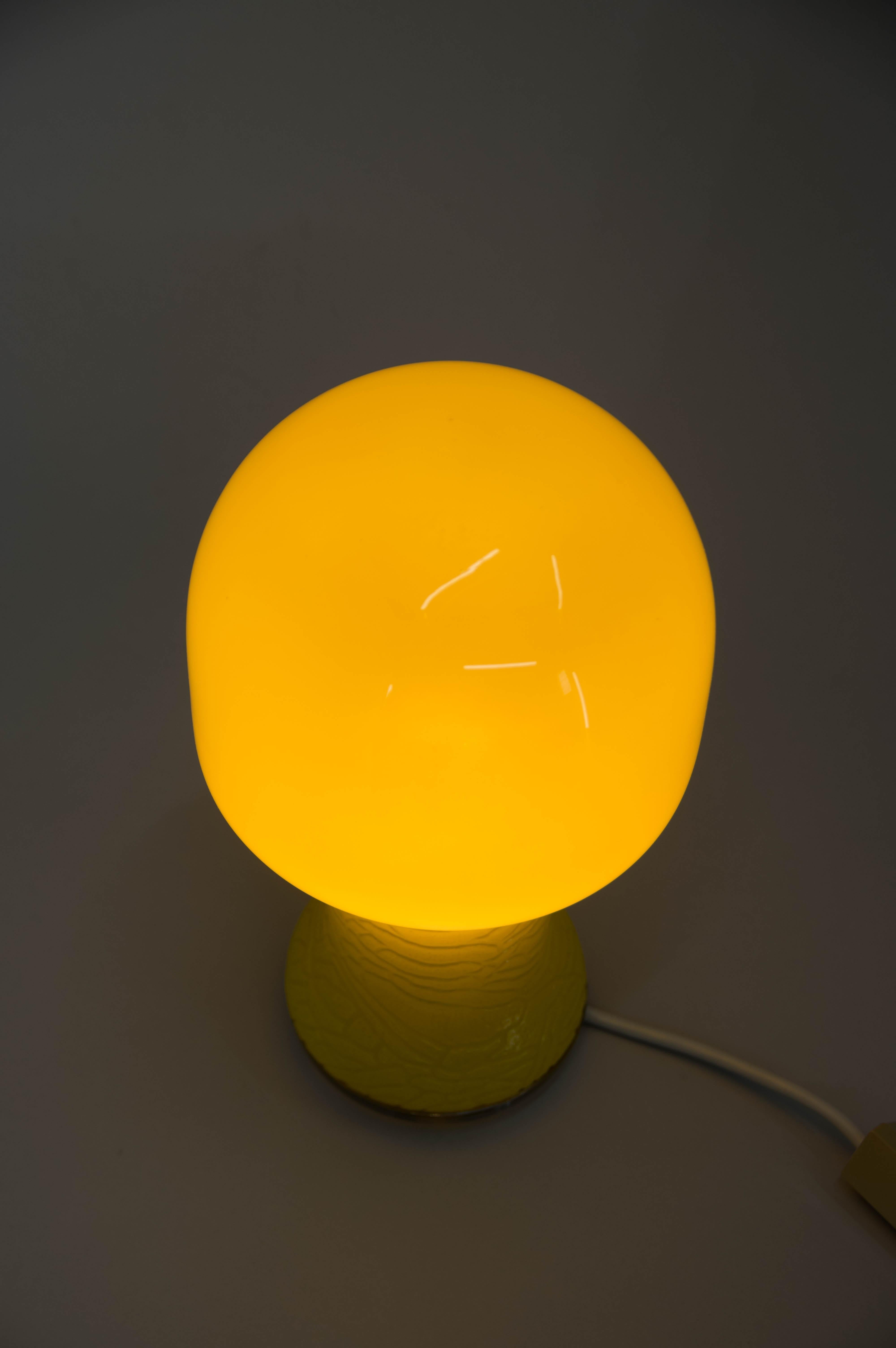 Metal Mid-Century Yellow Glass Table Lamp, Germany, 1970s For Sale