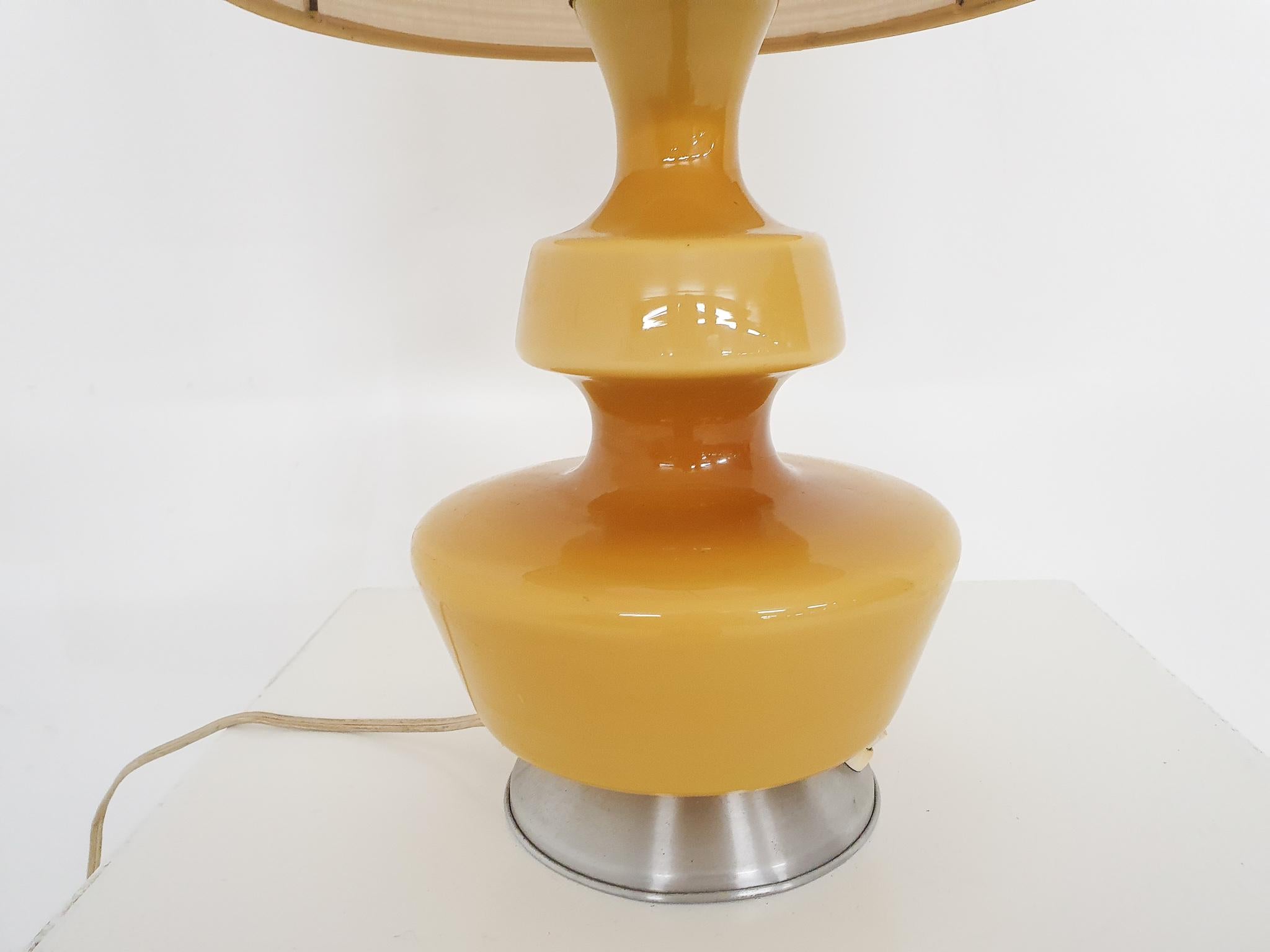 Belgian Mid-Century Yellow Glass Table Light, Belgium, 1960's