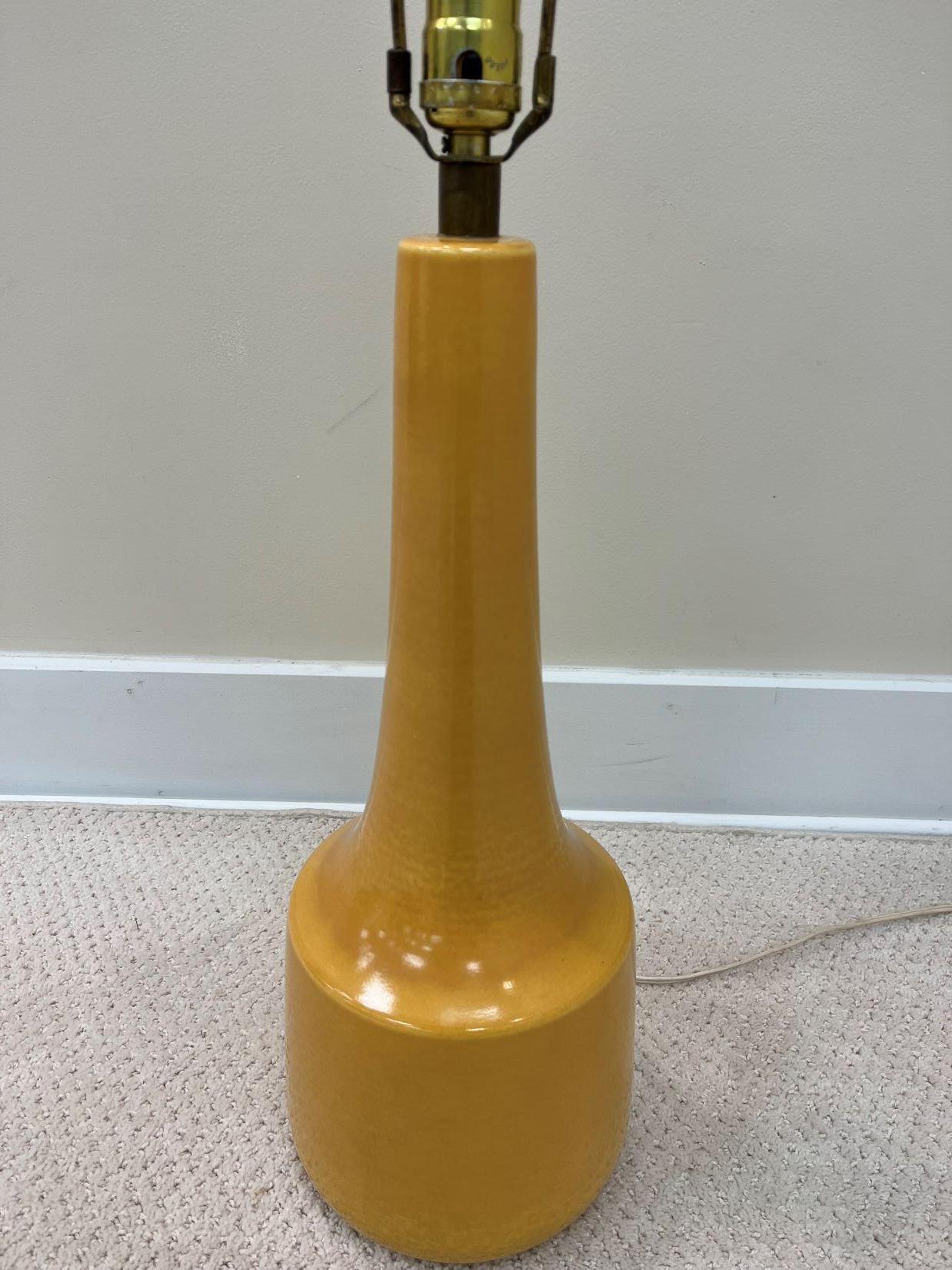 Midcentury Yellow Glazed Ceramic Lamp by Lotte and Gunnar Bostlund, circa 1963 6