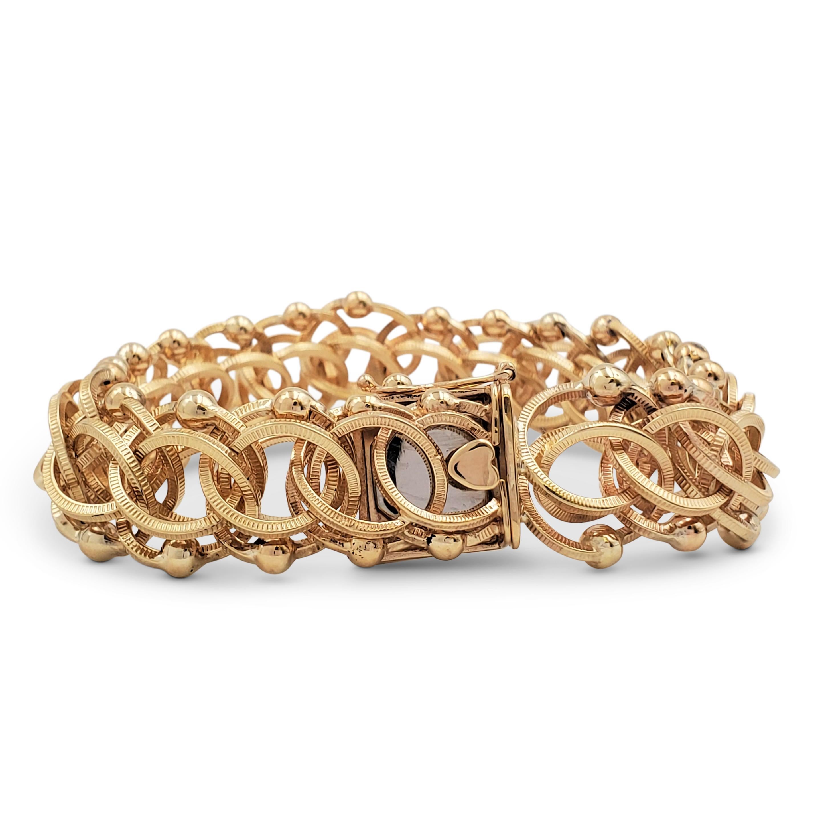 Midcentury Yellow Gold Fancy Link Bracelet In Excellent Condition In New York, NY
