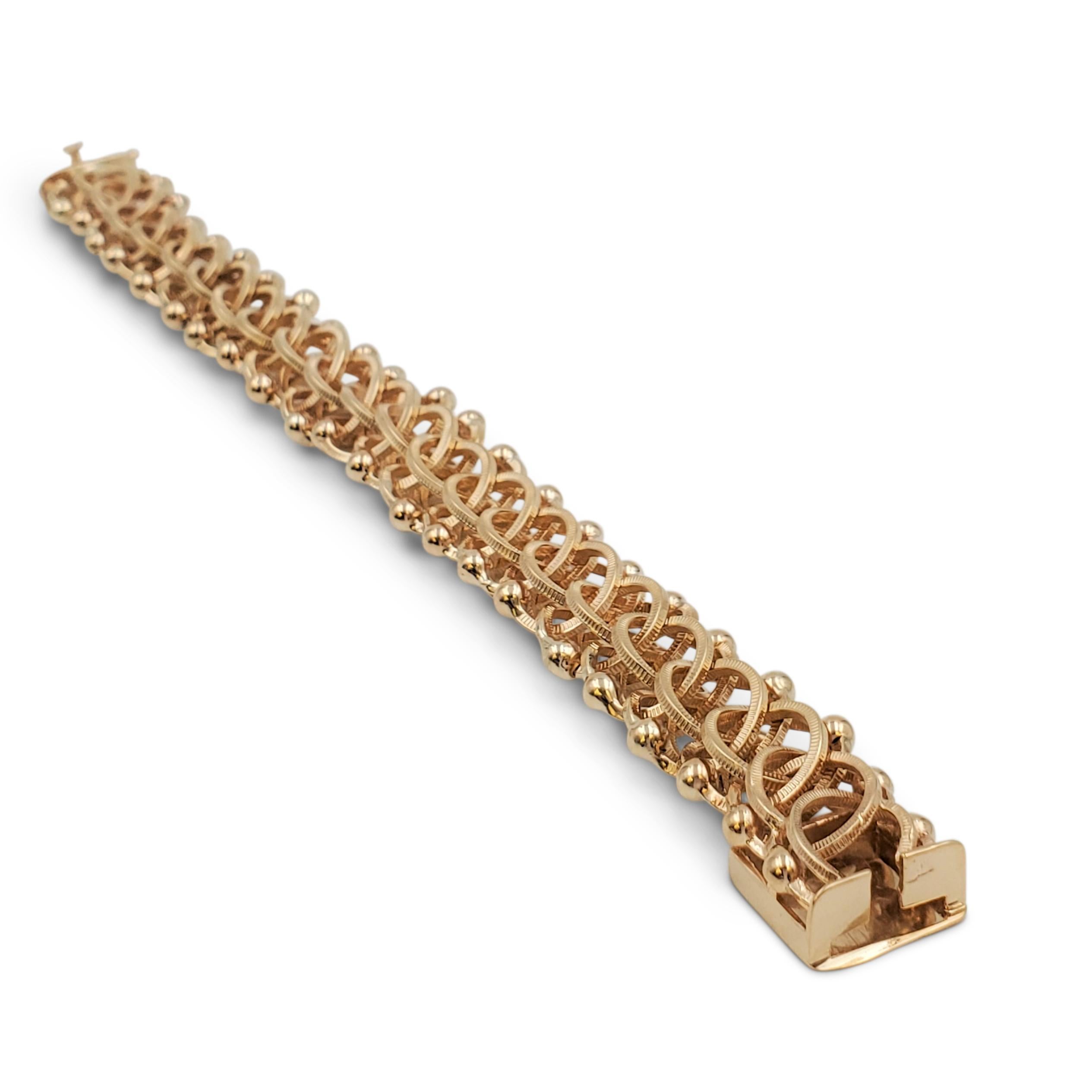 Women's or Men's Midcentury Yellow Gold Fancy Link Bracelet