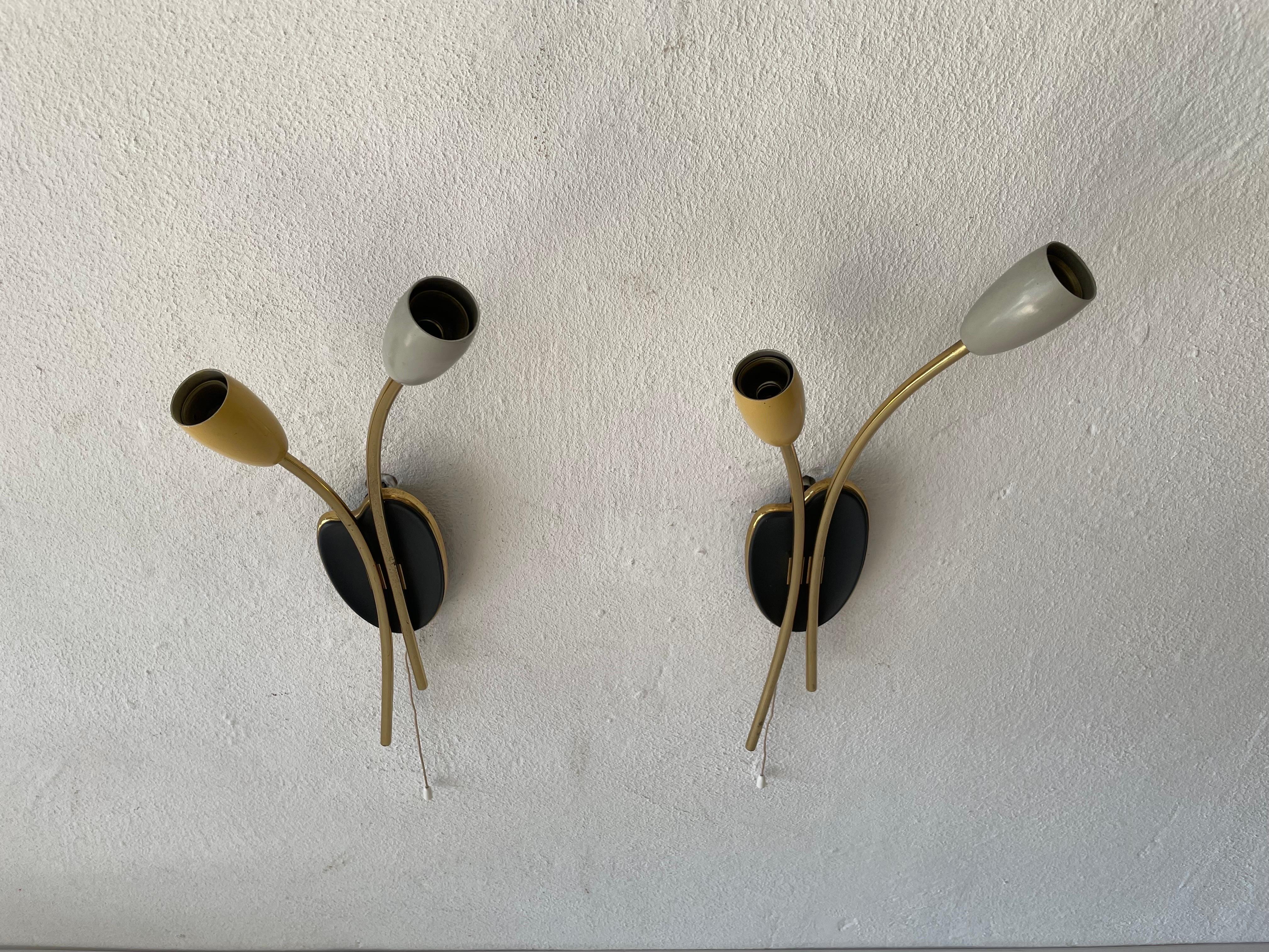 Mid-20th Century Mid-Century Yellow-Grey Pair of Sputnik Sconces, 1950s, Germany