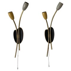 Mid-Century Yellow-Grey Pair of Sputnik Sconces, 1950s, Germany