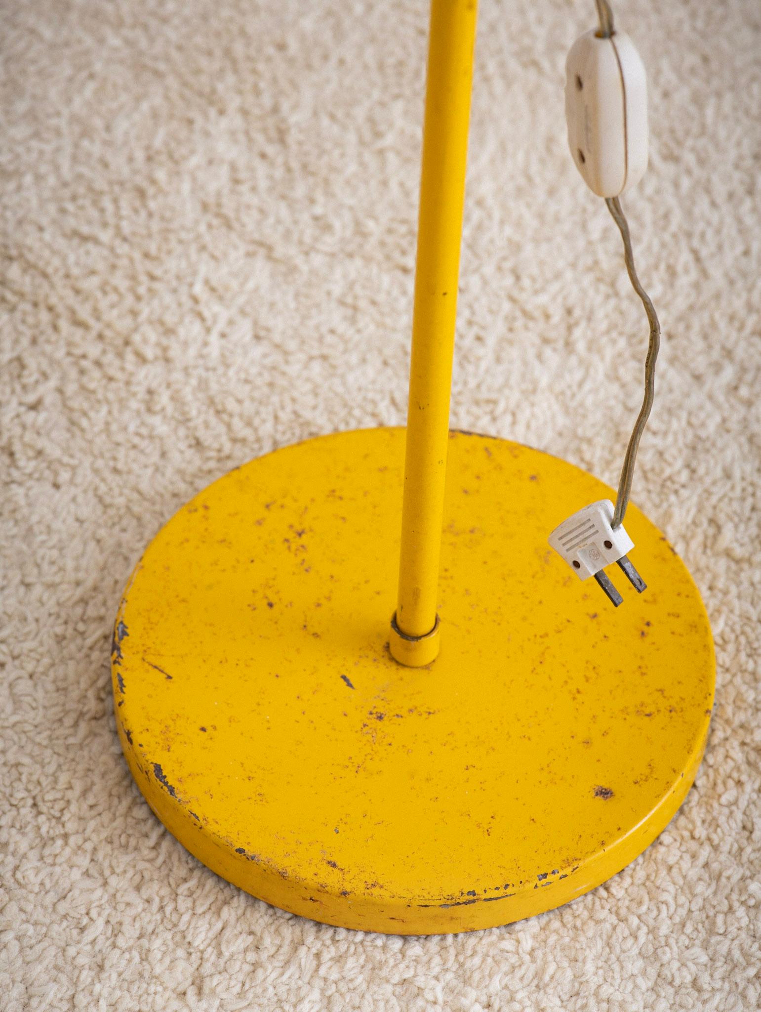 North American Mid Century Yellow Industrial Floor Lamp