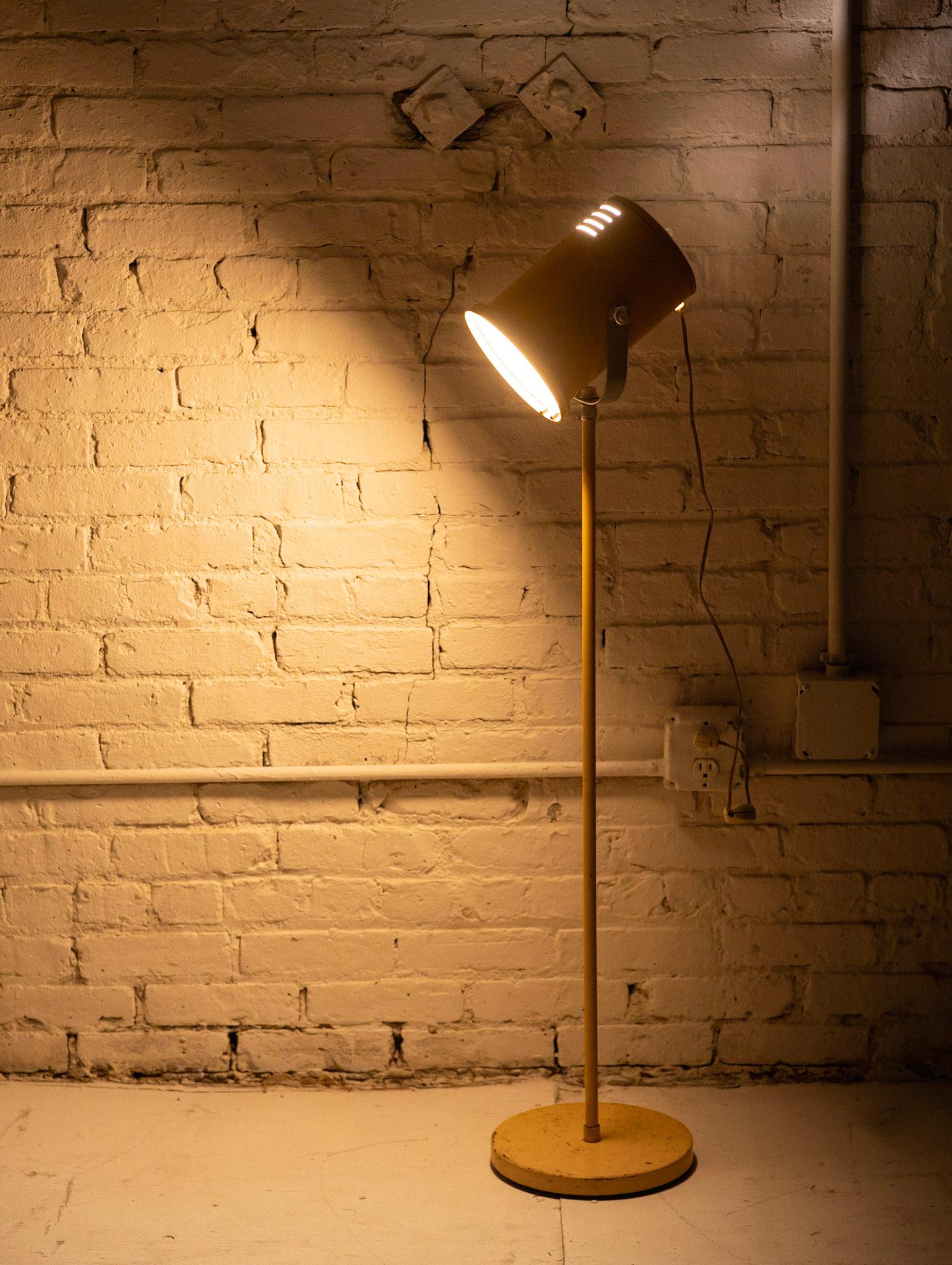20th Century Mid Century Yellow Industrial Floor Lamp