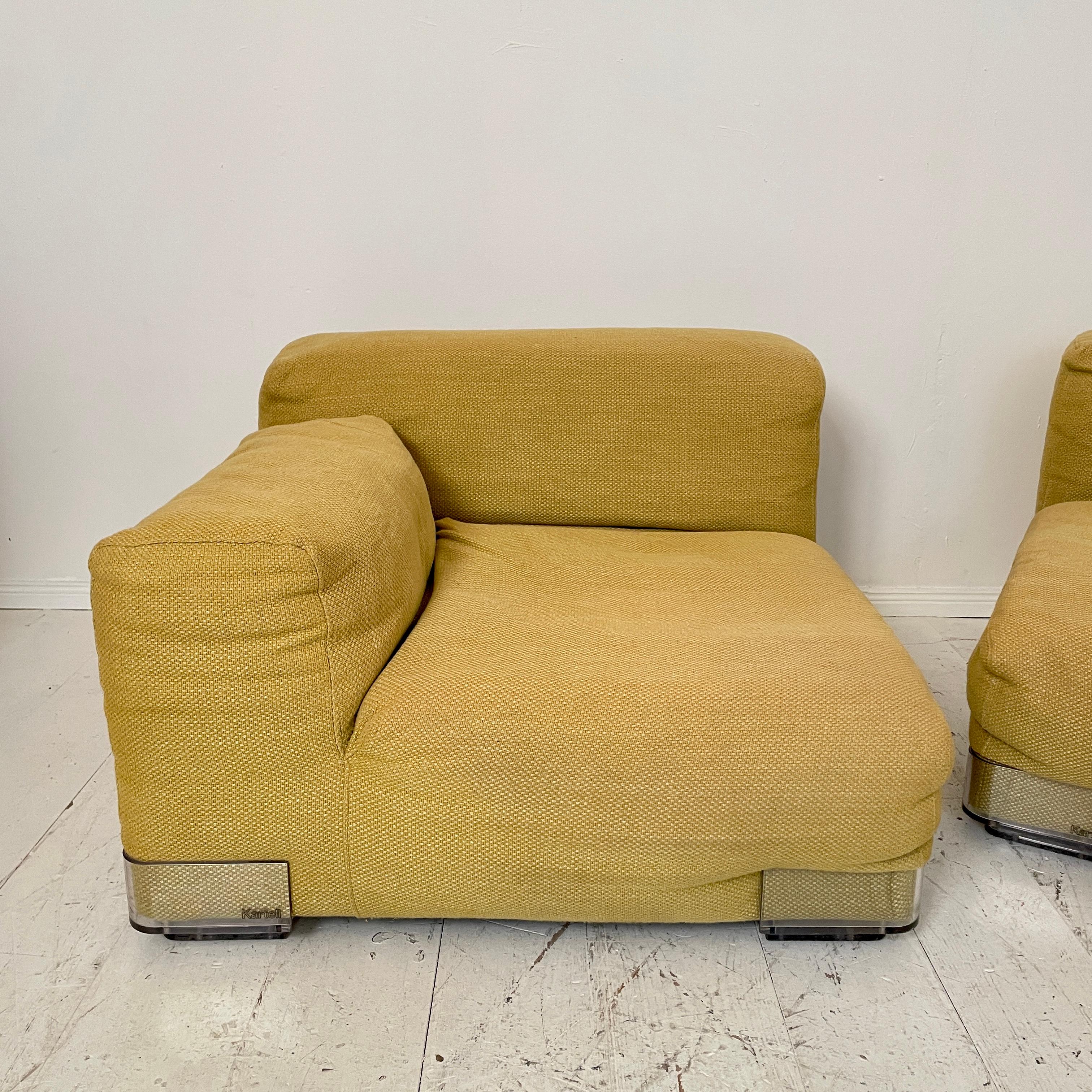 Mid-Century Yellow Modular Wool Sofa Plastics Duo by Piero Lissoni for Kartell 4