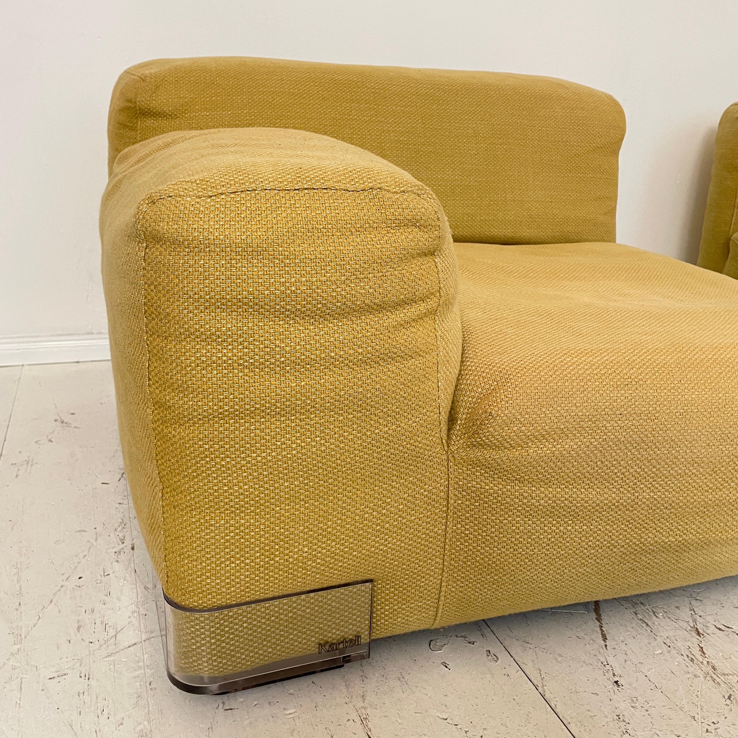 Mid-Century Yellow Modular Wool Sofa Plastics Duo by Piero Lissoni for Kartell 6
