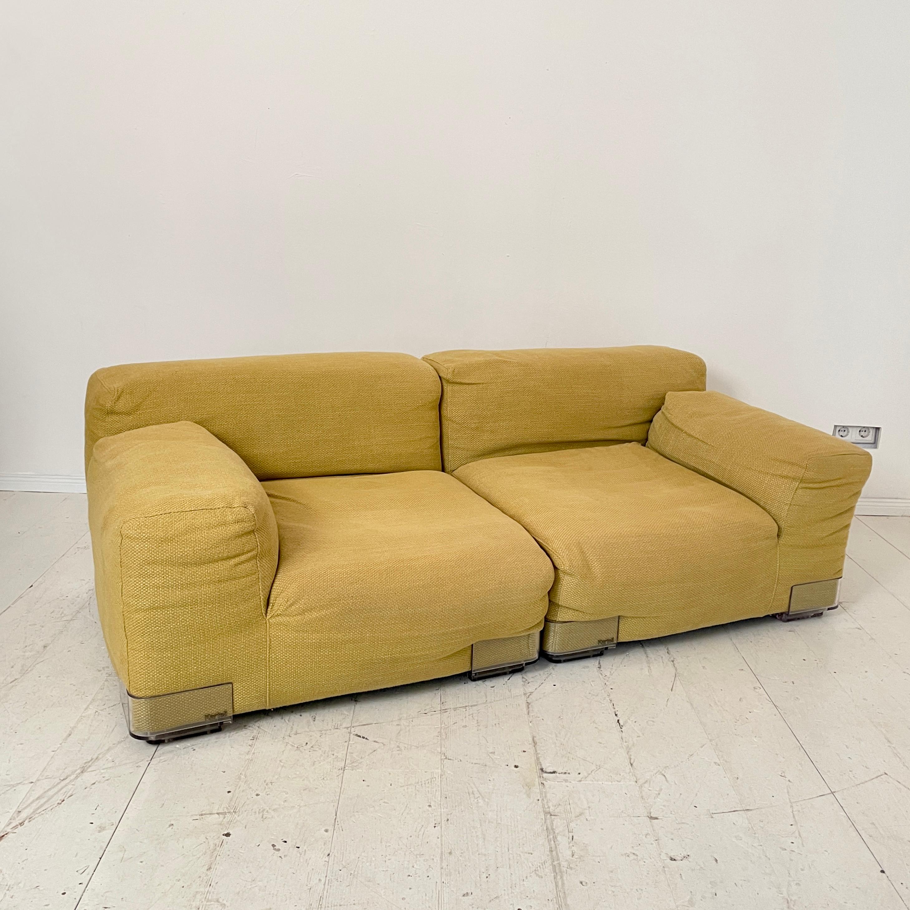 Mid-Century Yellow Modular Wool Sofa Plastics Duo by Piero Lissoni for Kartell 10