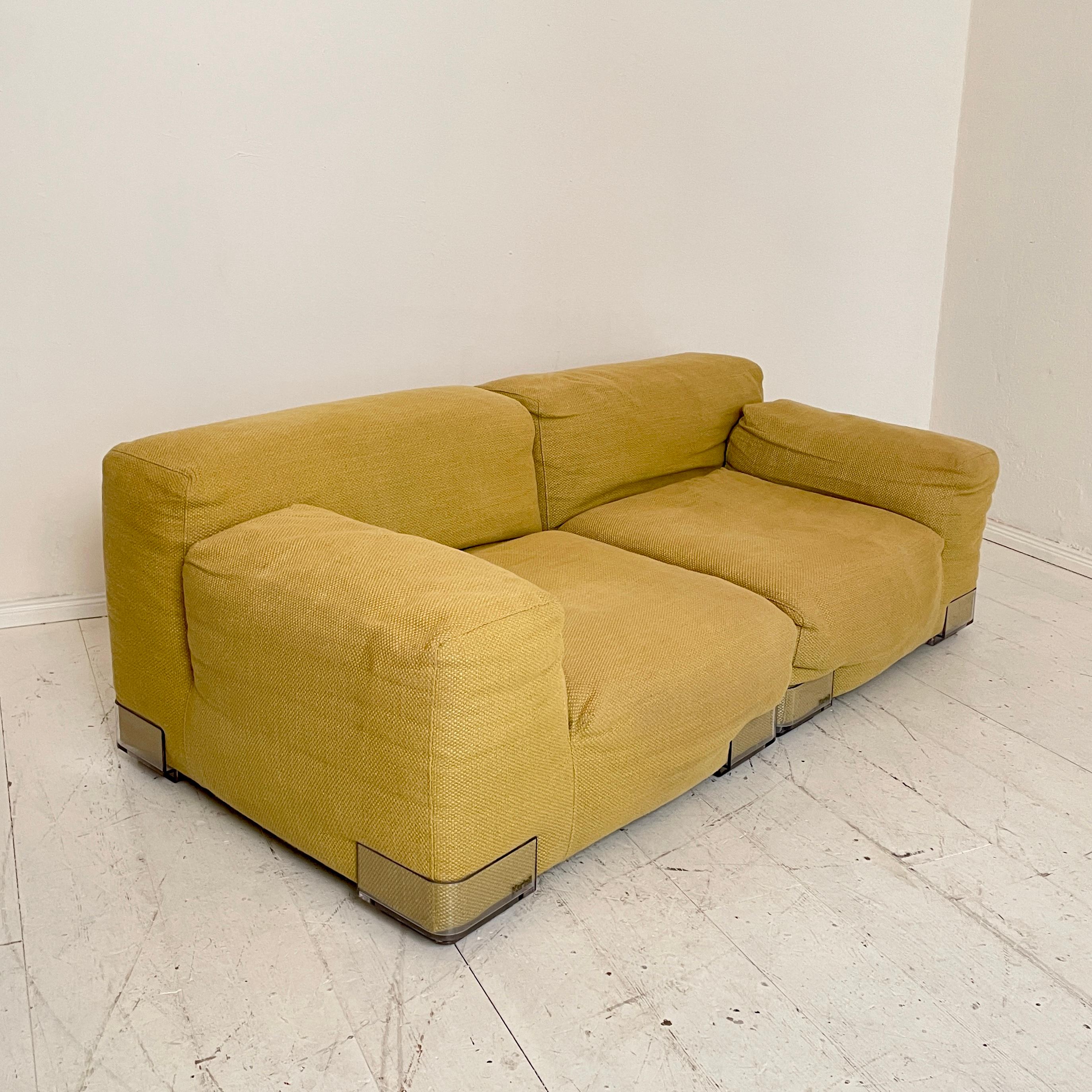 Mid-Century Yellow Modular Wool Sofa Plastics Duo by Piero Lissoni for Kartell 11