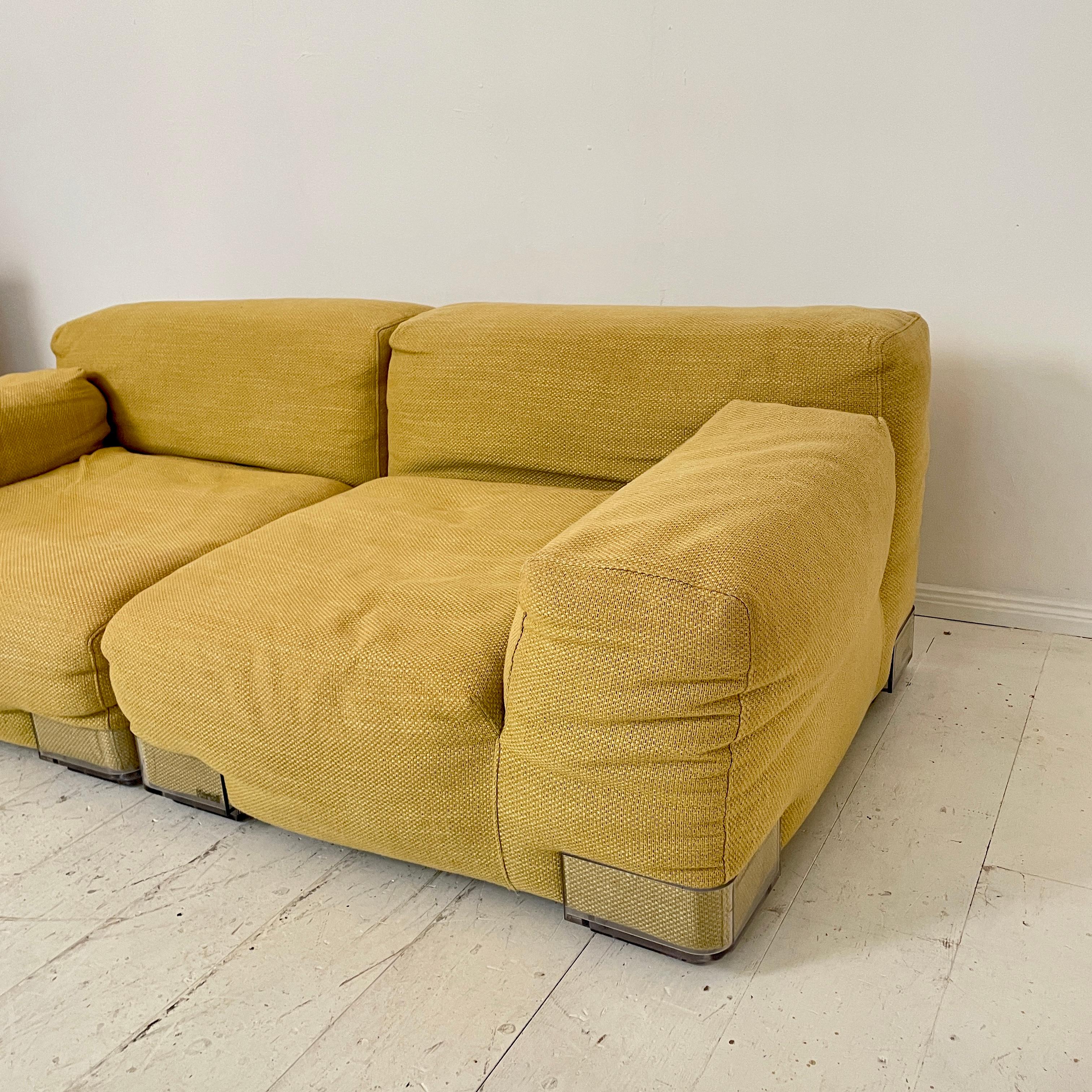 Mid-Century Yellow Modular Wool Sofa Plastics Duo by Piero Lissoni for Kartell 1