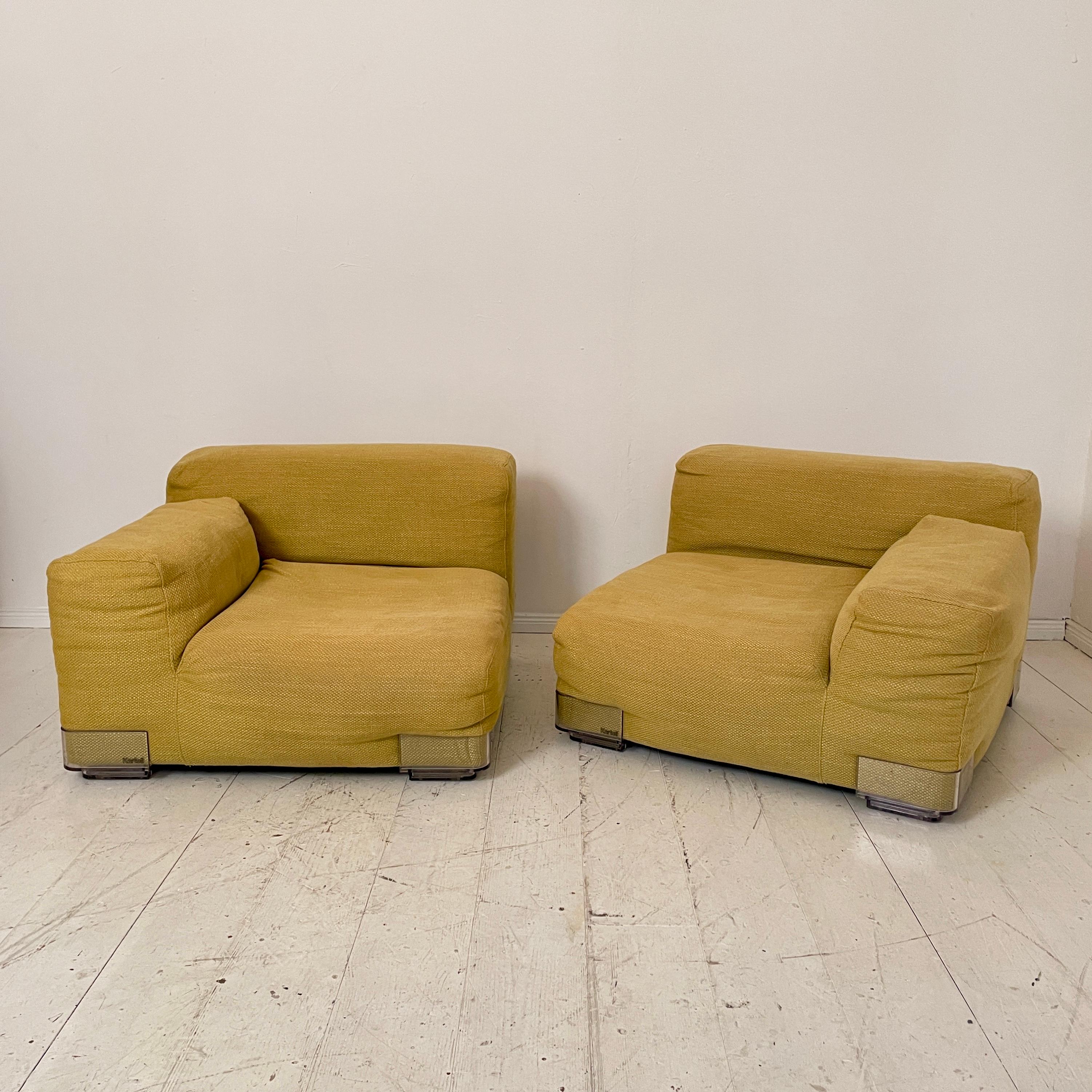 Mid-Century Yellow Modular Wool Sofa Plastics Duo by Piero Lissoni for Kartell 2