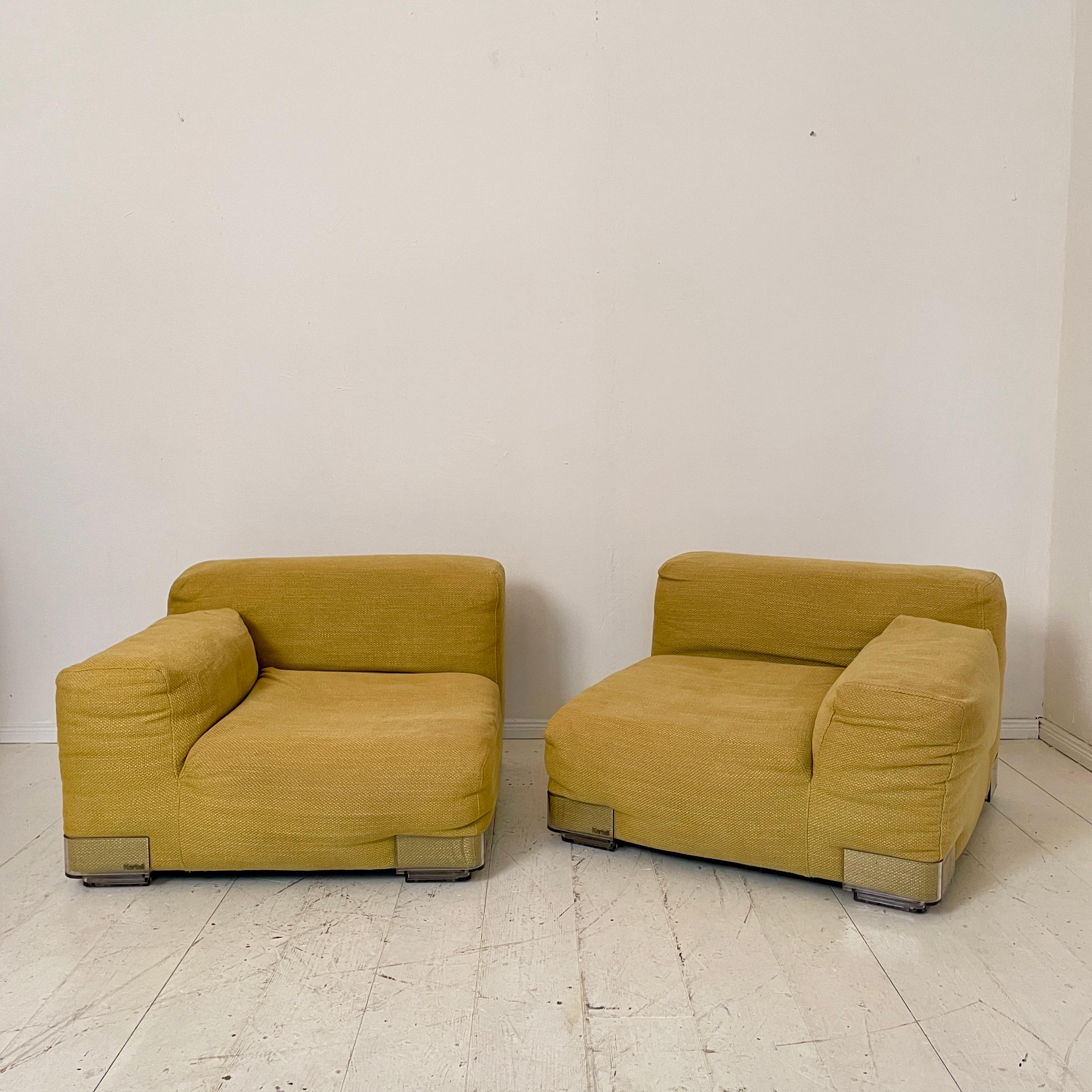 Mid-Century Yellow Modular Wool Sofa Plastics Duo by Piero Lissoni for Kartell 3