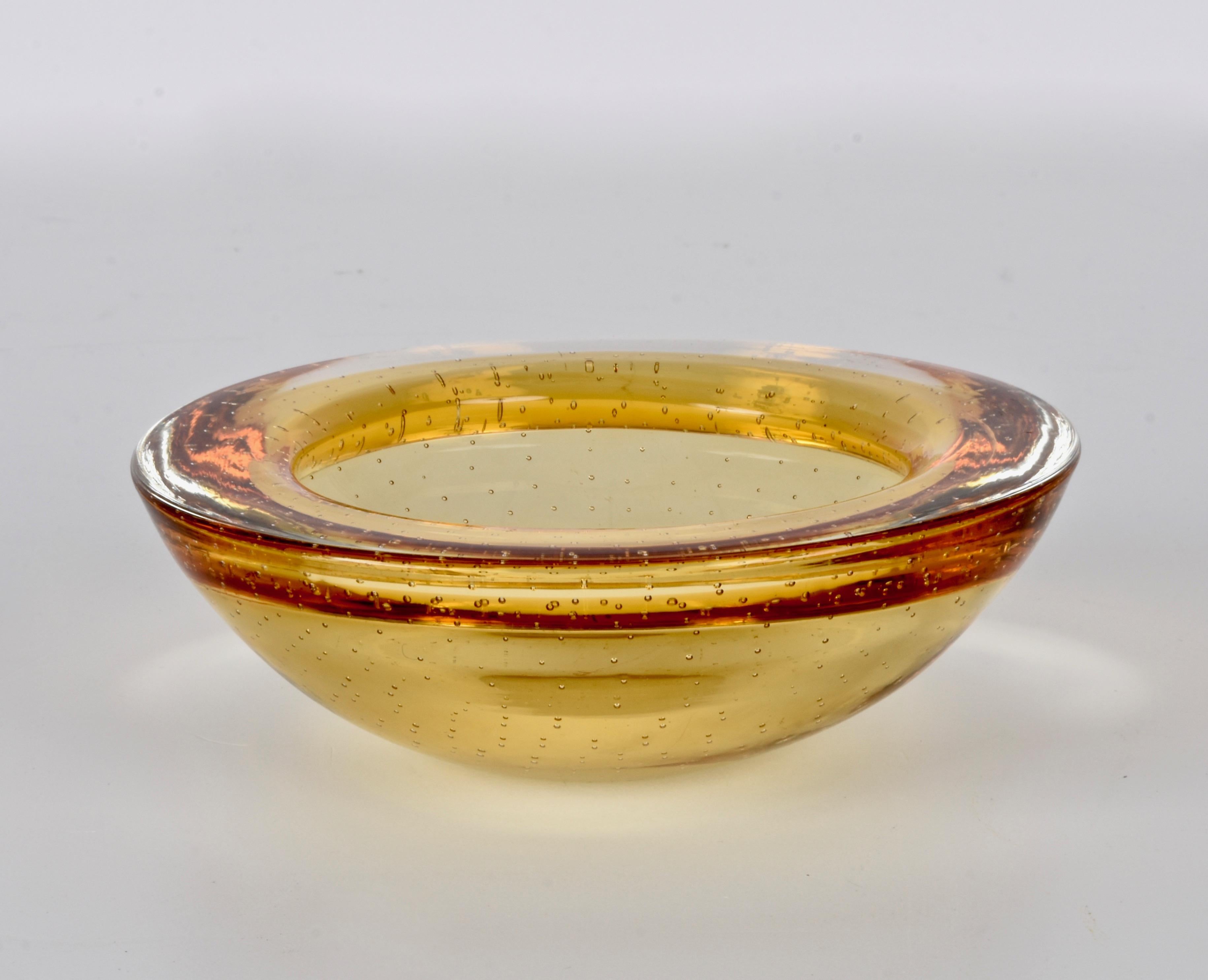 Mid-Century Modern Mid-Century Yellow Murano Glass Bullicante Bowl, Galliano Ferro, Italy 1960s For Sale