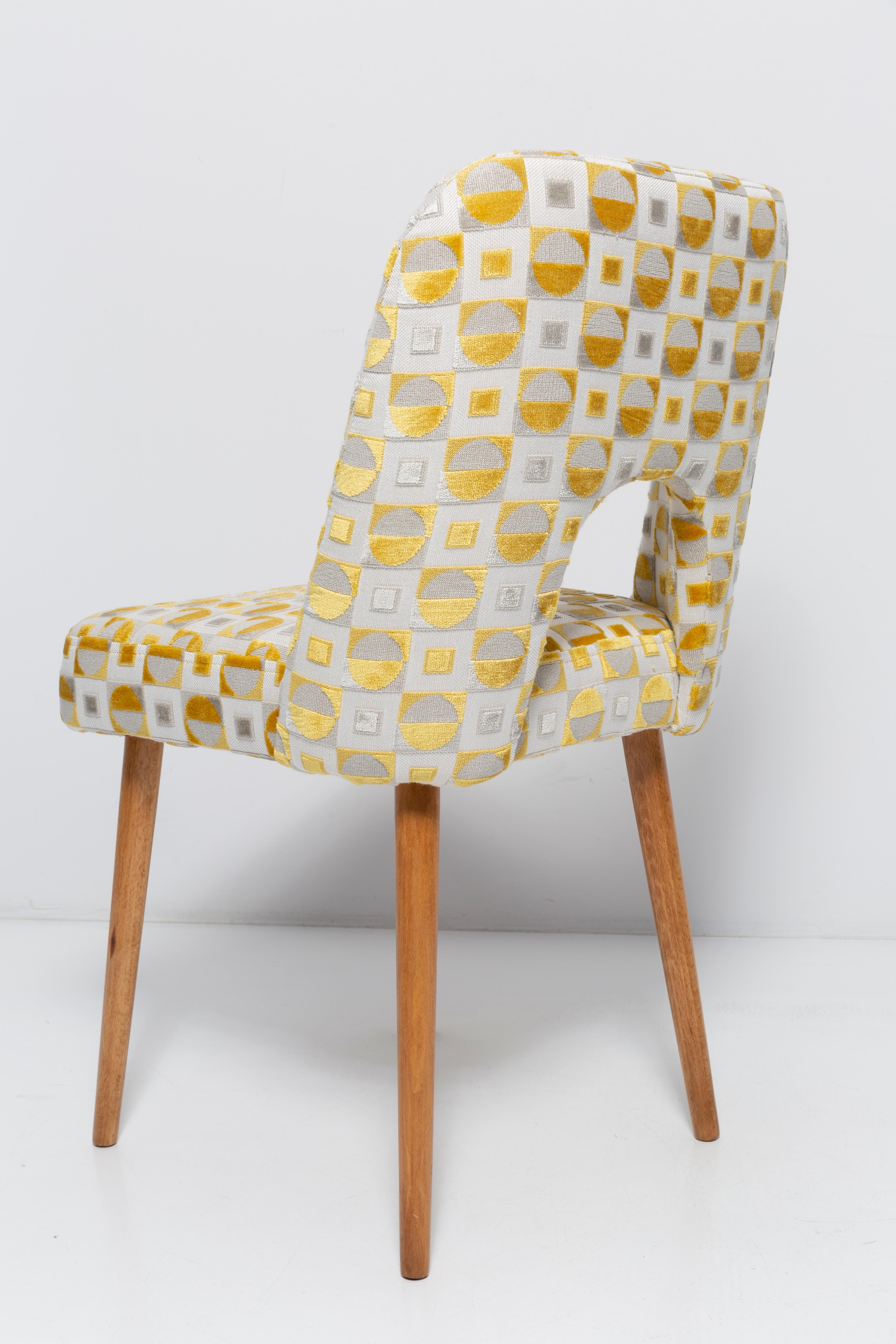 Textile Mid-Century Yellow Mustard 'Shell' Chair, 1960s For Sale