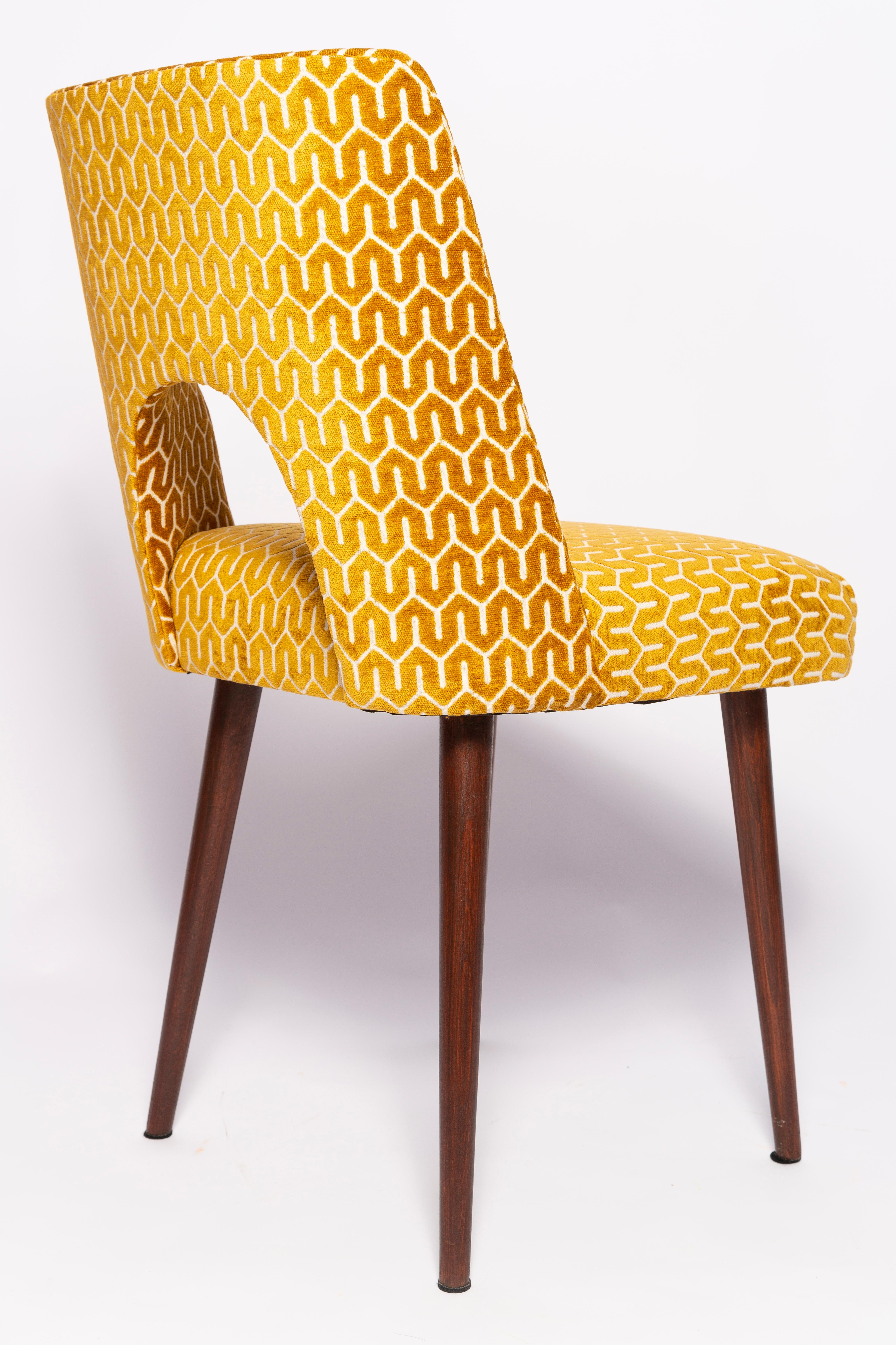 Polish Mid-Century Yellow Mustard 'Shell' Chair, Europe, 1960s For Sale