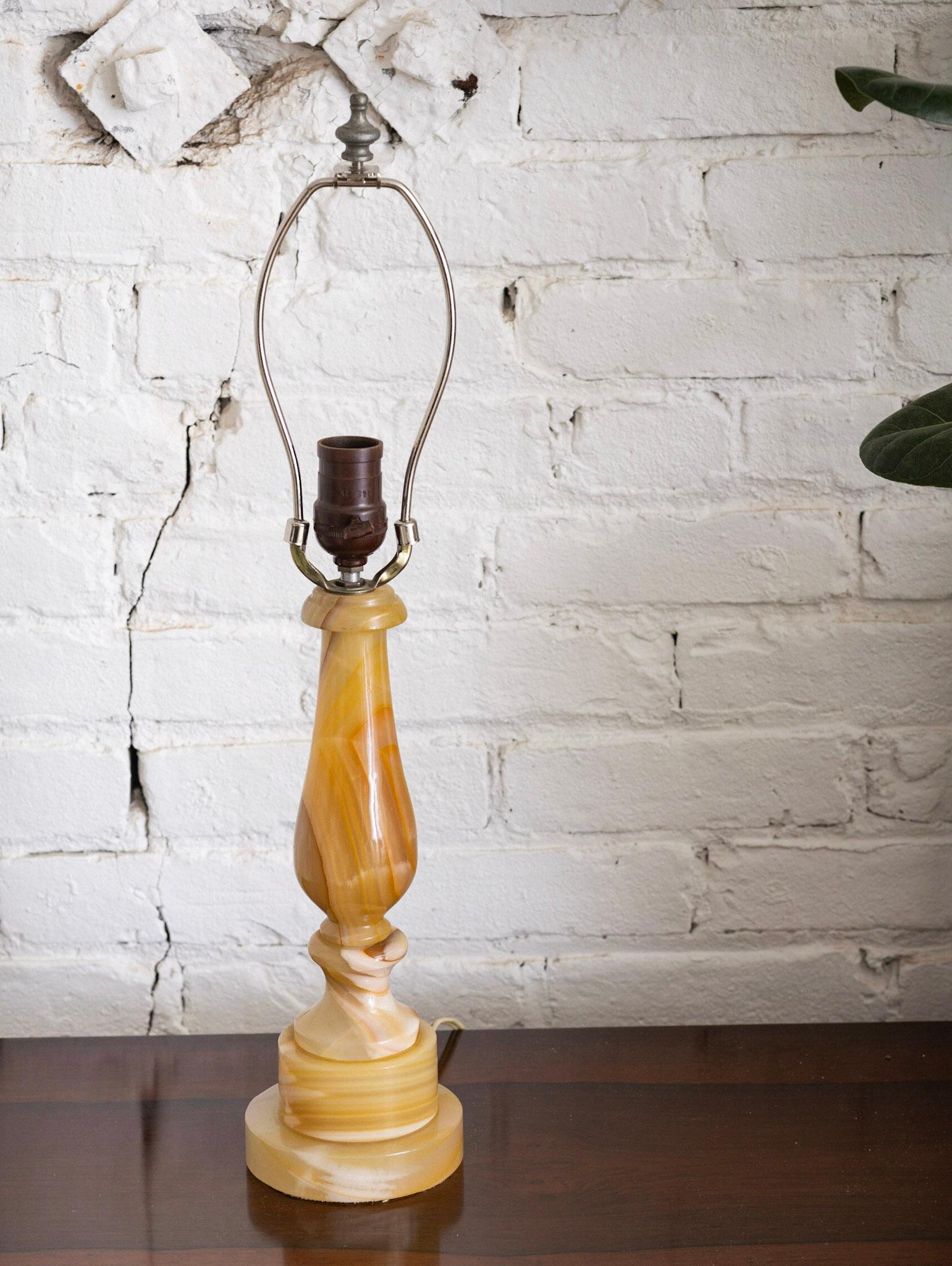 Mid-20th Century Mid-Century Yellow Onyx Table Lamp For Sale
