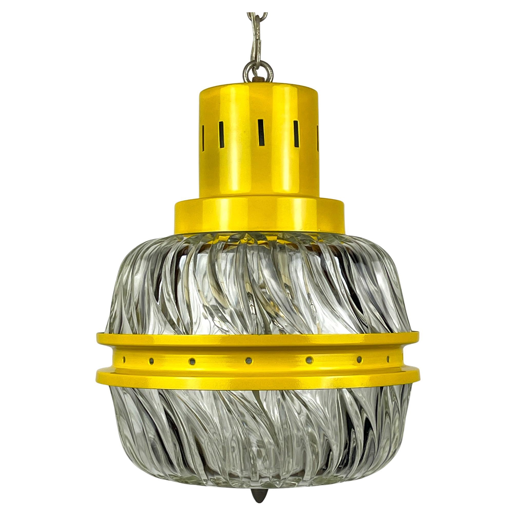 Mid-century yellow pendant lamp, Italy 1960s For Sale