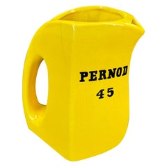 Mid-Century Yellow Pernod Ceramic Pitcher Decanter Jug