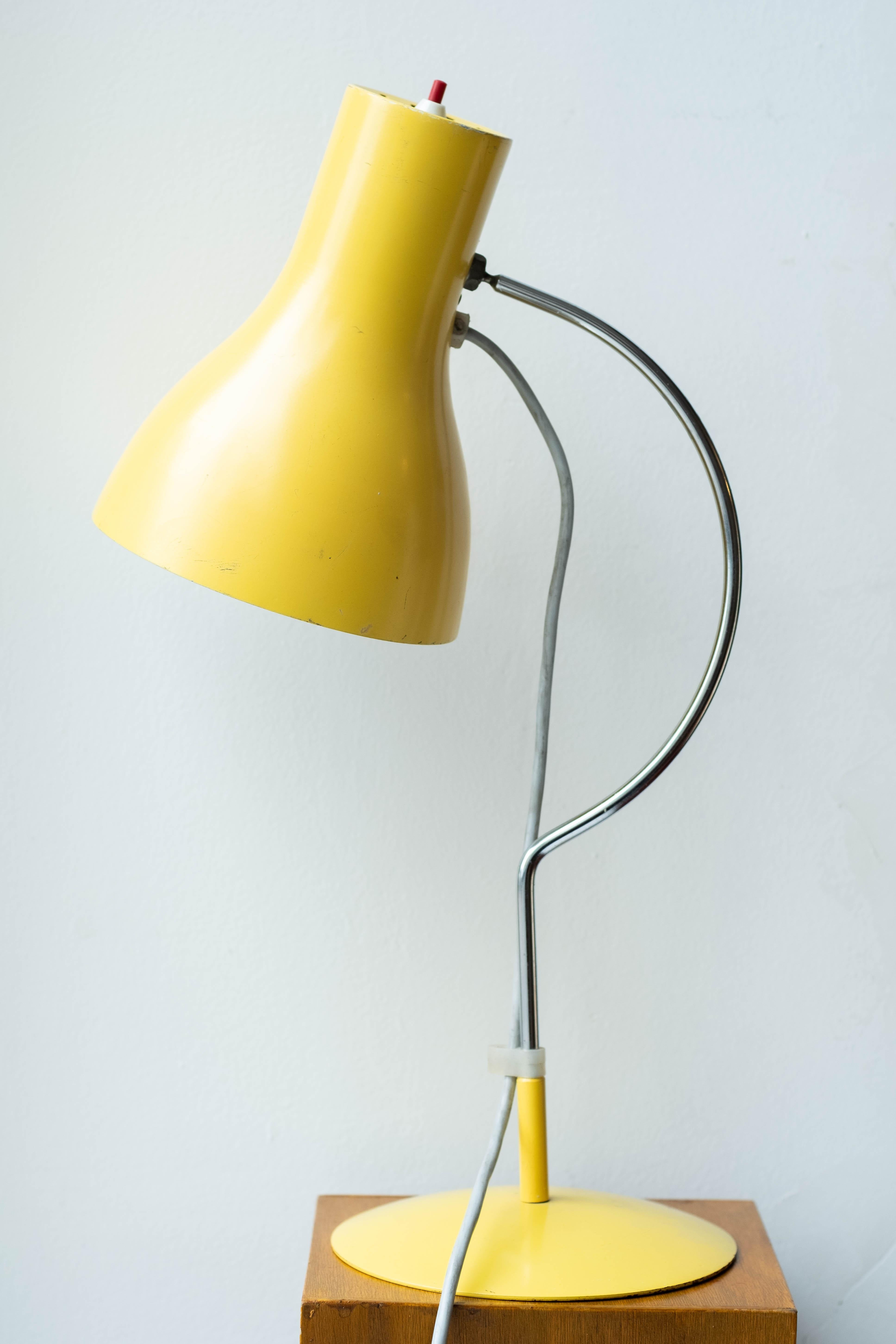 Midcentury yellow table lamp from Chech designer Josef Hurka
Made by the company Napako in the 1970s, it is also known as 