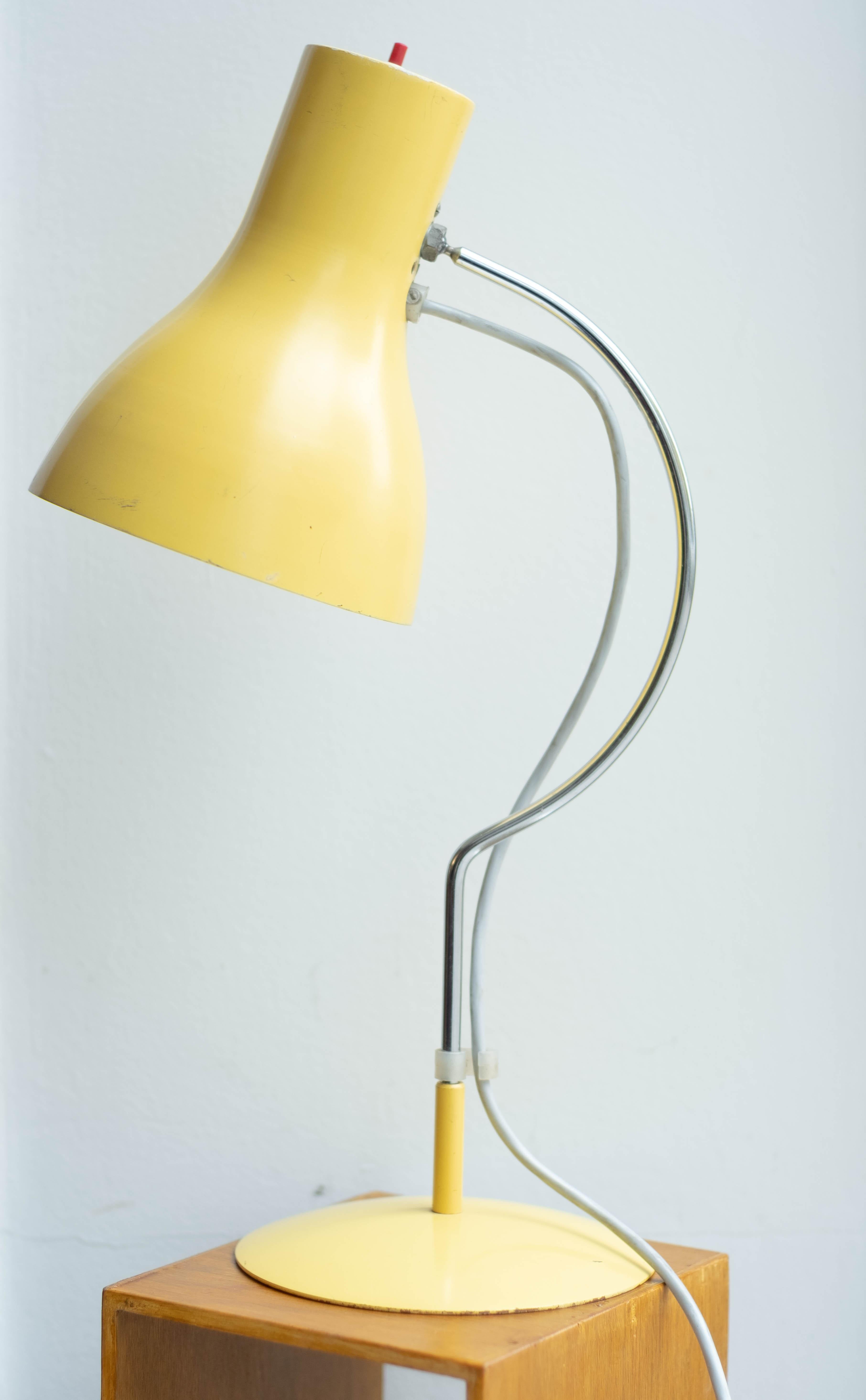 Midcentury Yellow Table Lamp from Chech Designer Josef Hurka, 1970s In Good Condition For Sale In  Budapest, HU