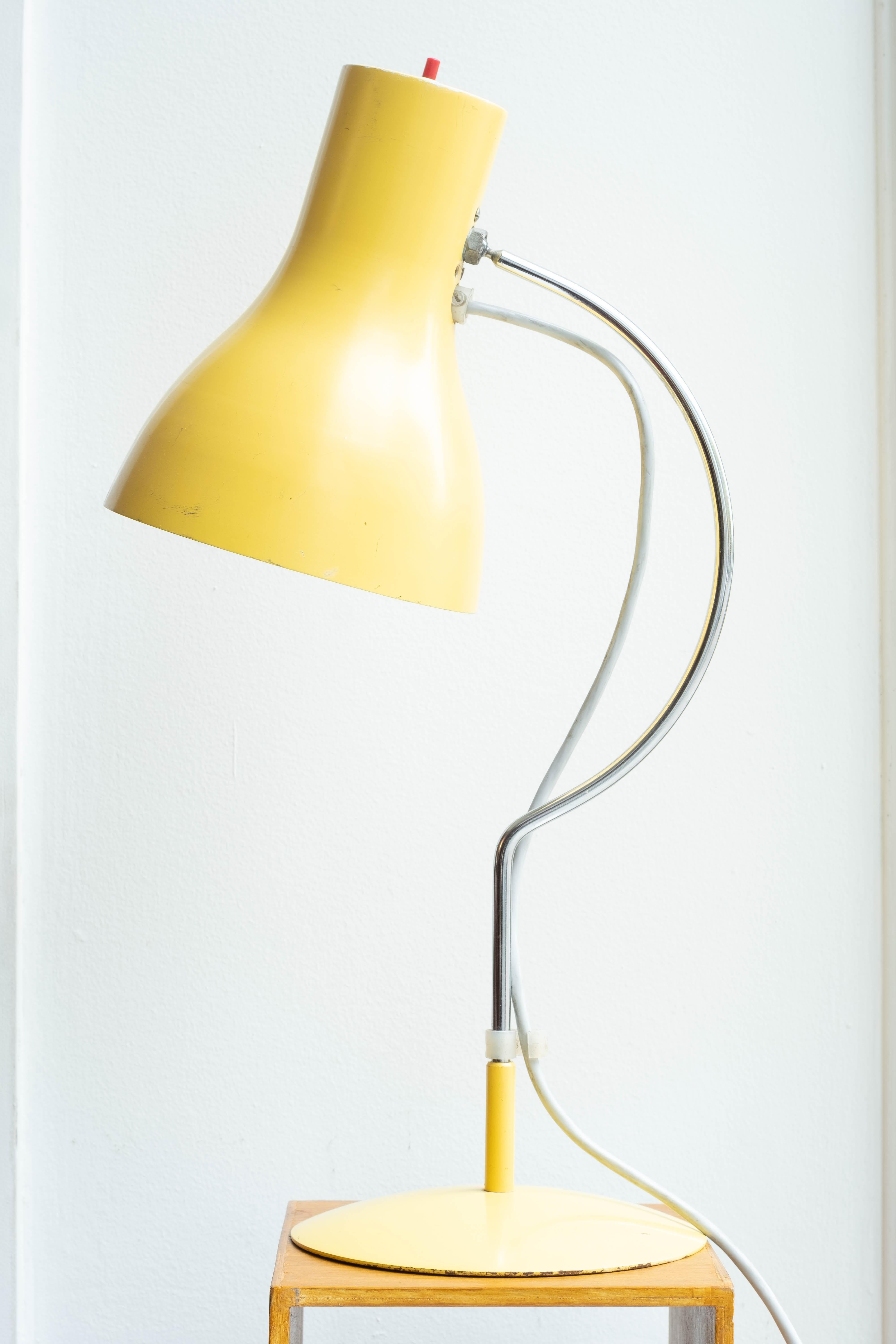 Metal Midcentury Yellow Table Lamp from Chech Designer Josef Hurka, 1970s For Sale