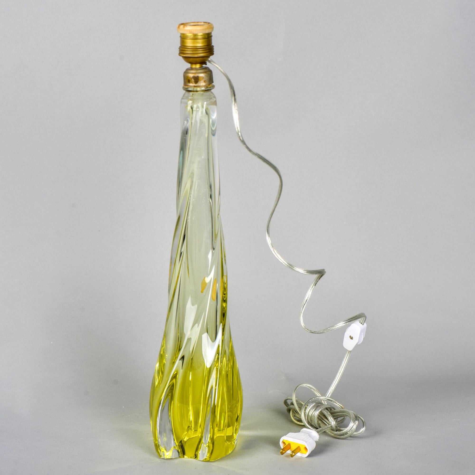 Art Glass Midcentury Yellow Val Saint Lambert Glass Table Lamp