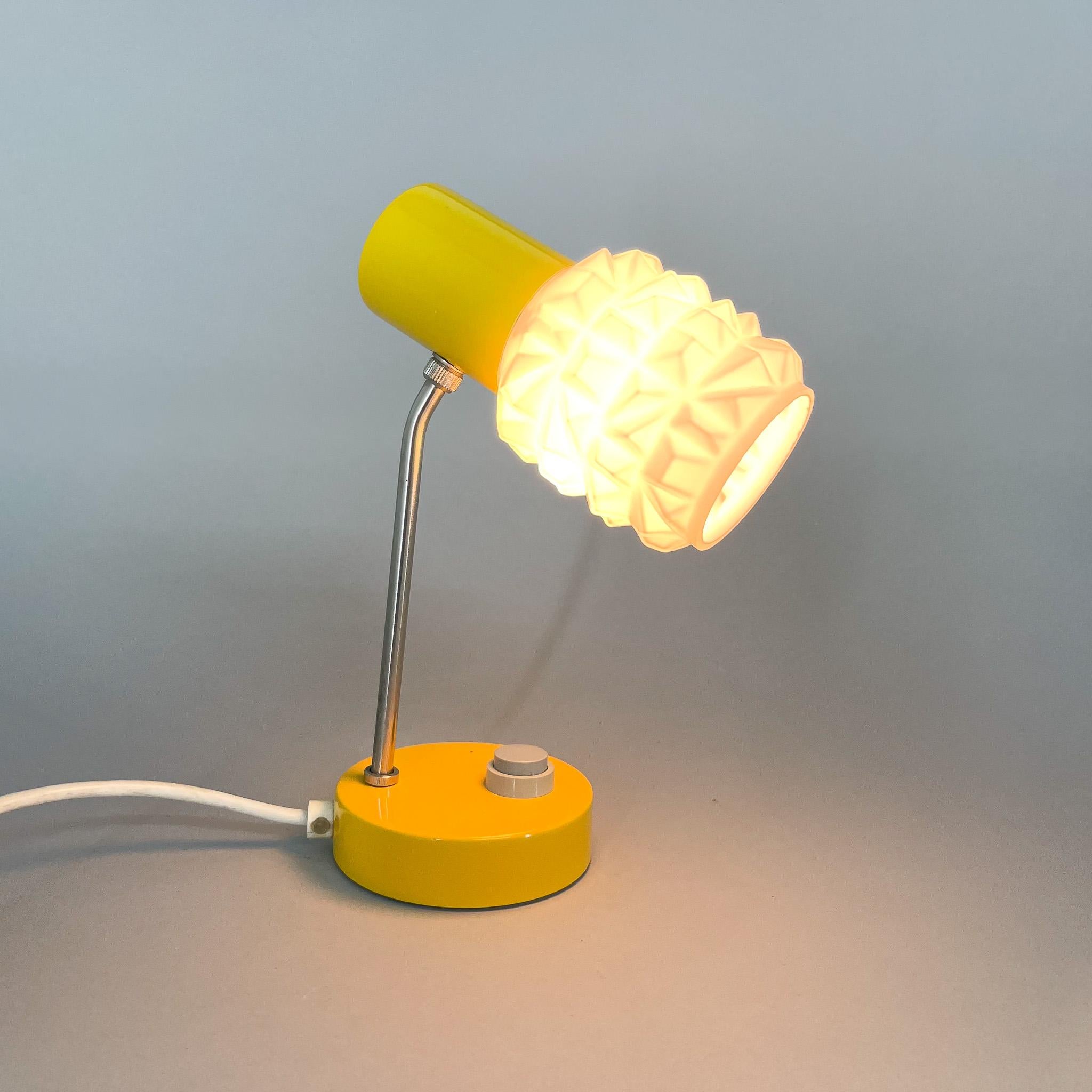 Mid-Century Modern Mid-Century Yellow & White Table or Bedside Lamp, 1970s For Sale