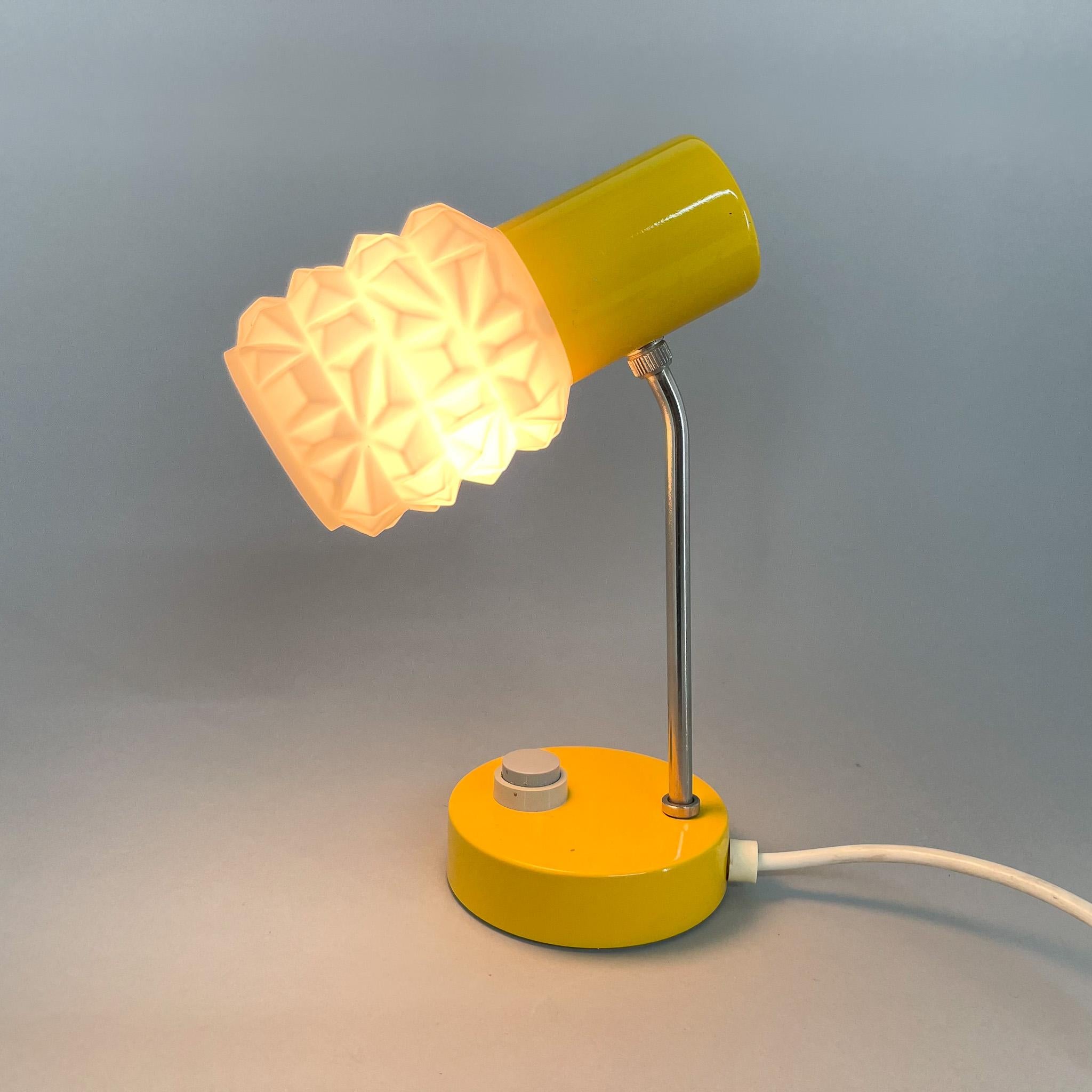 20th Century Mid-Century Yellow & White Table or Bedside Lamp, 1970s For Sale