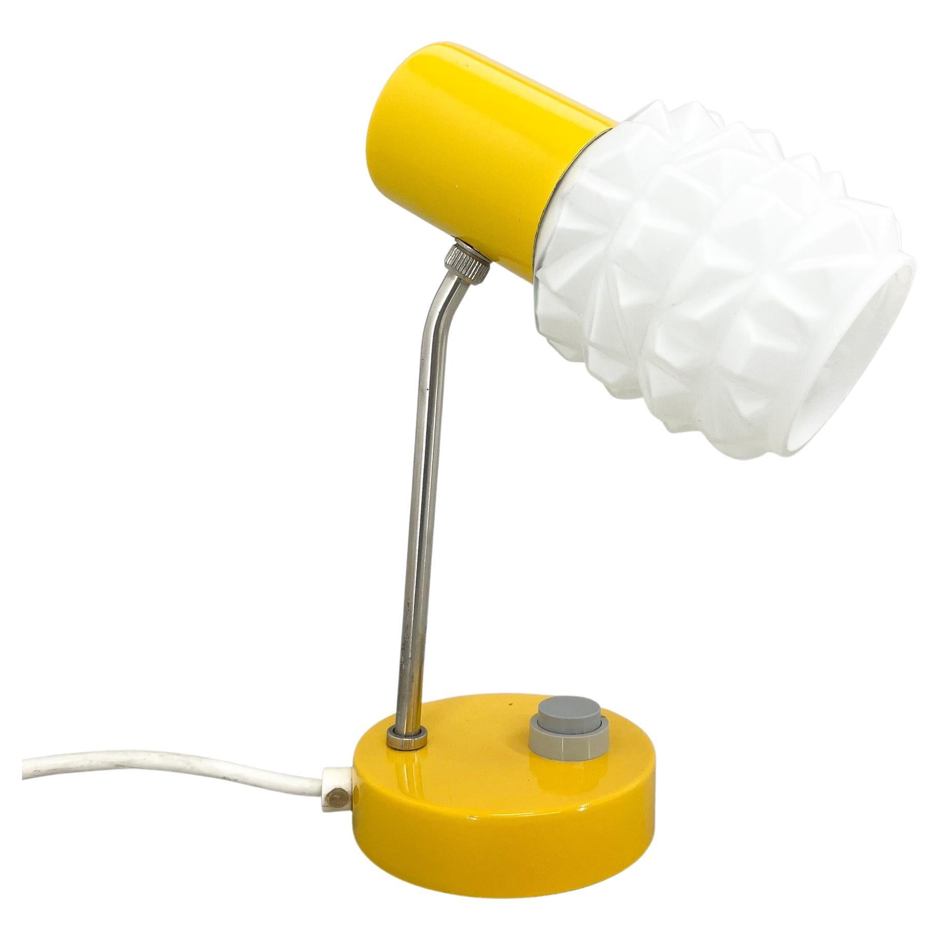 Mid-Century Yellow & White Table or Bedside Lamp, 1970s For Sale