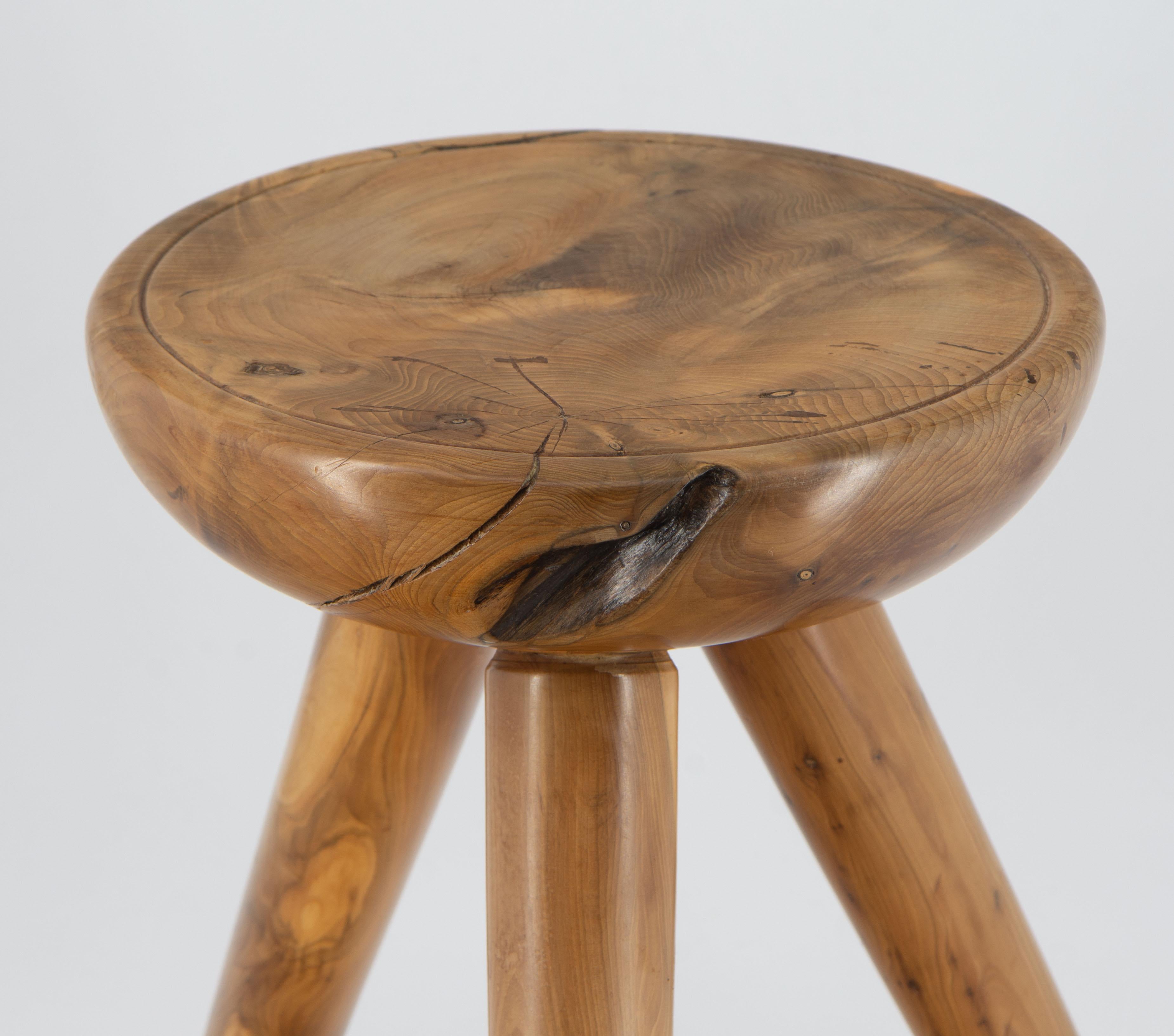Midcentury Yew Low Table Stool Perriand Manner  For Sale 3