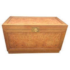 Mid-Century Yew Wood and Bird Eye Maple Storage /  Blanket Chest