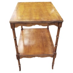 Mid-Century Yew Wood  with Banded Top Two Tier Side Table, Circa 1940s