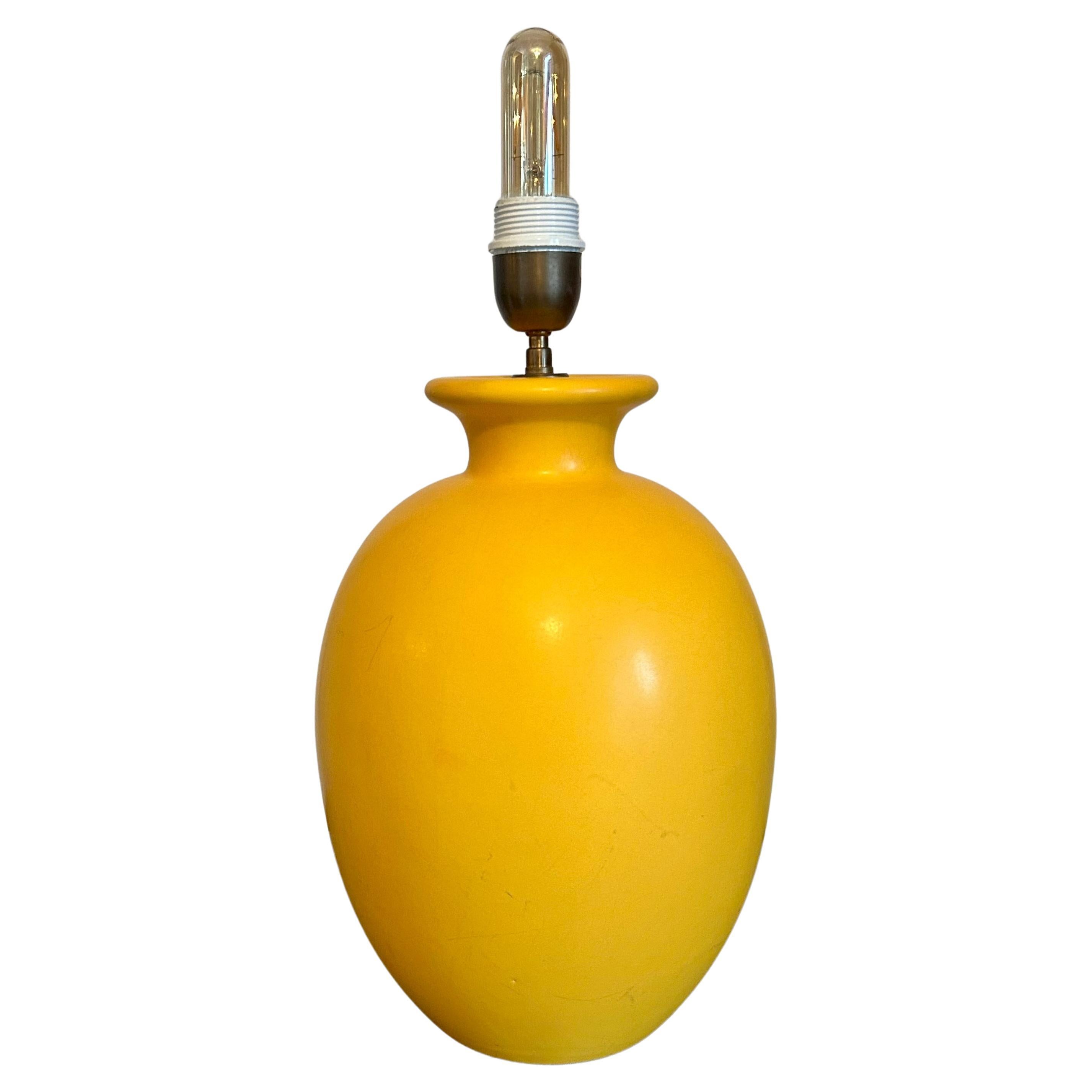 Mid-Century Yolk Yellow Ceramic Table Lamp, Kostka, Paris, 20th Century
