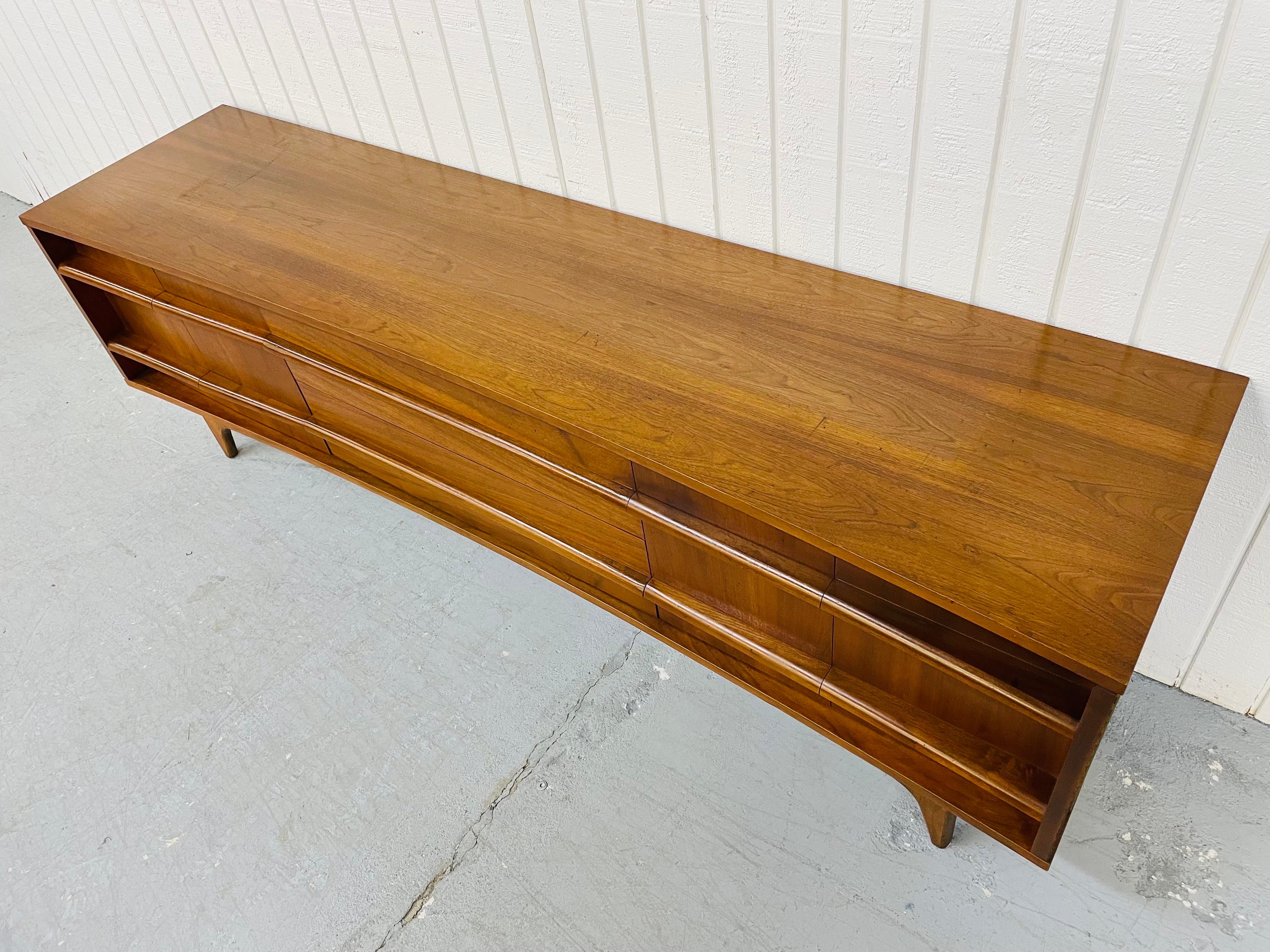 American Mid-Century Young Manufacturing Curved Walnut Sideboard