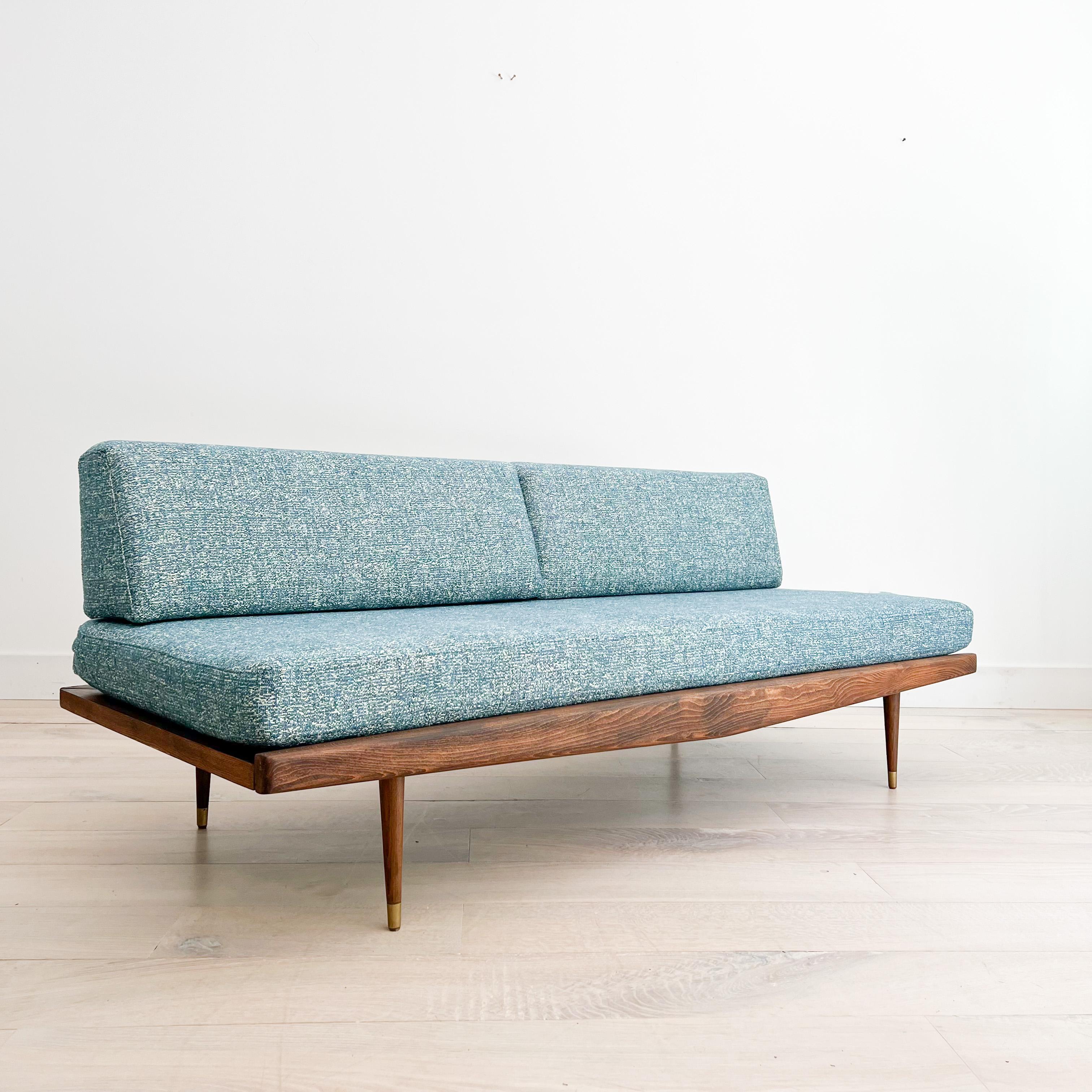 Midcentury Yugoslavian Sofa/Daybed, New Blue Upholstery 4