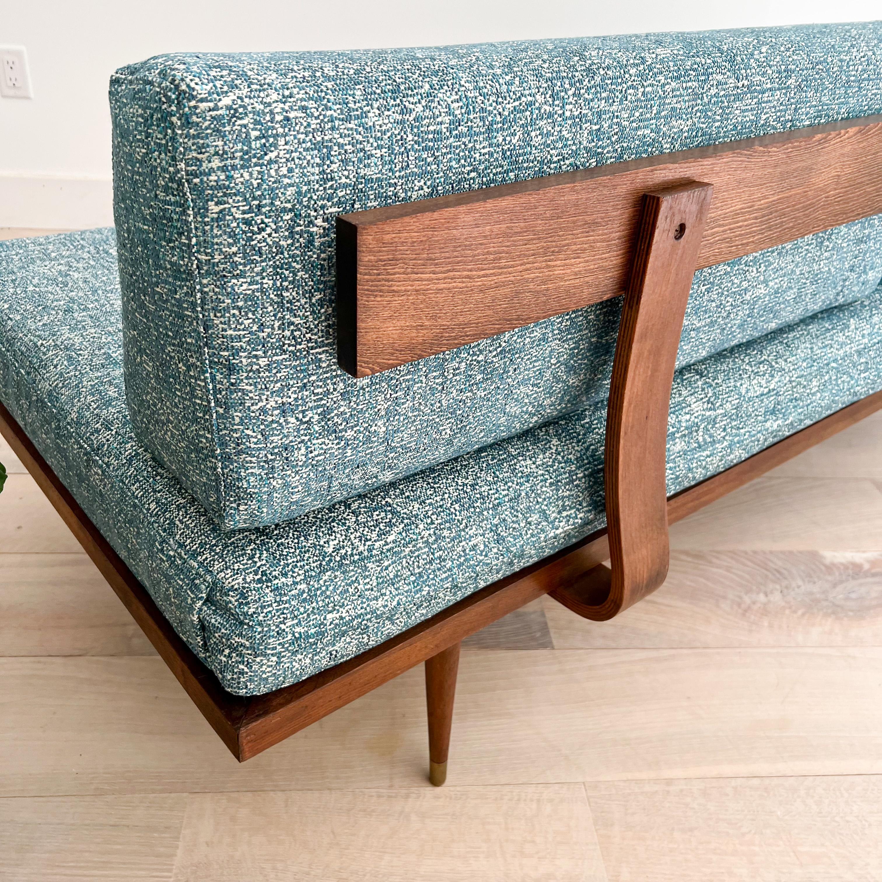Mid-Century Modern Midcentury Yugoslavian Sofa/Daybed, New Blue Upholstery