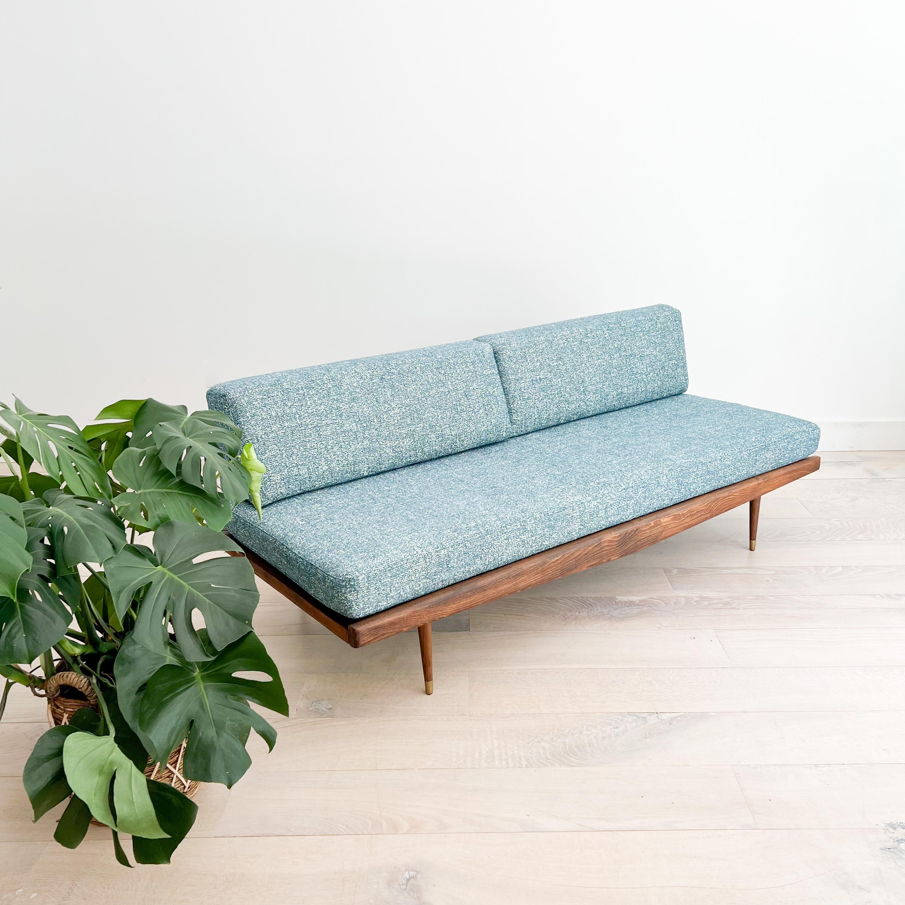 Midcentury Yugoslavian Sofa/Daybed, New Blue Upholstery 3
