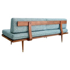 Midcentury Yugoslavian Sofa/Daybed, New Blue Upholstery