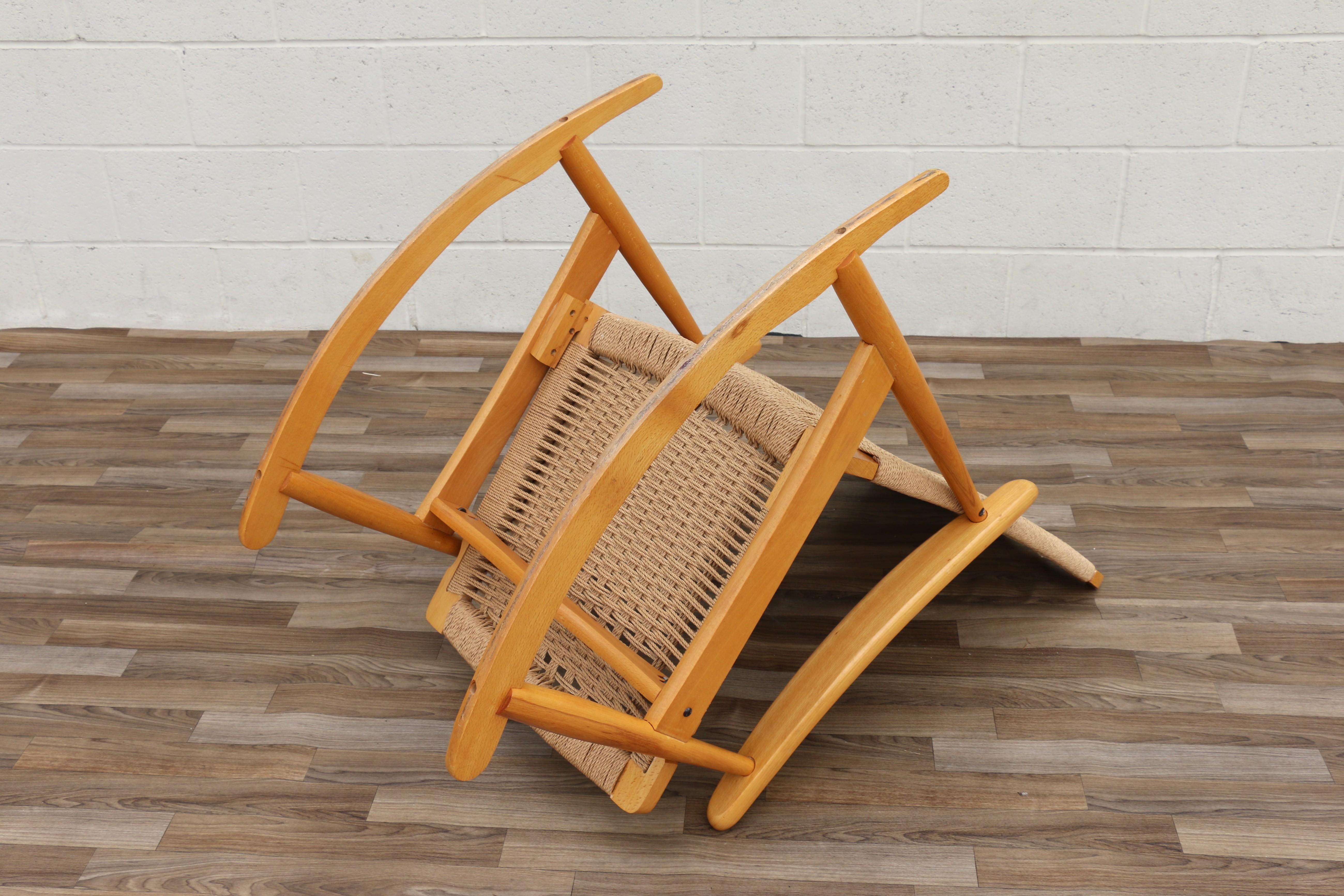 Mid-Century Yugoslavian Woven Rocking Chair and Folding Ottoman Circa ...