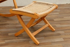 Mid-Century Yugoslavian Woven Rocking Chair & Folding Ottoman  Circa 1960s