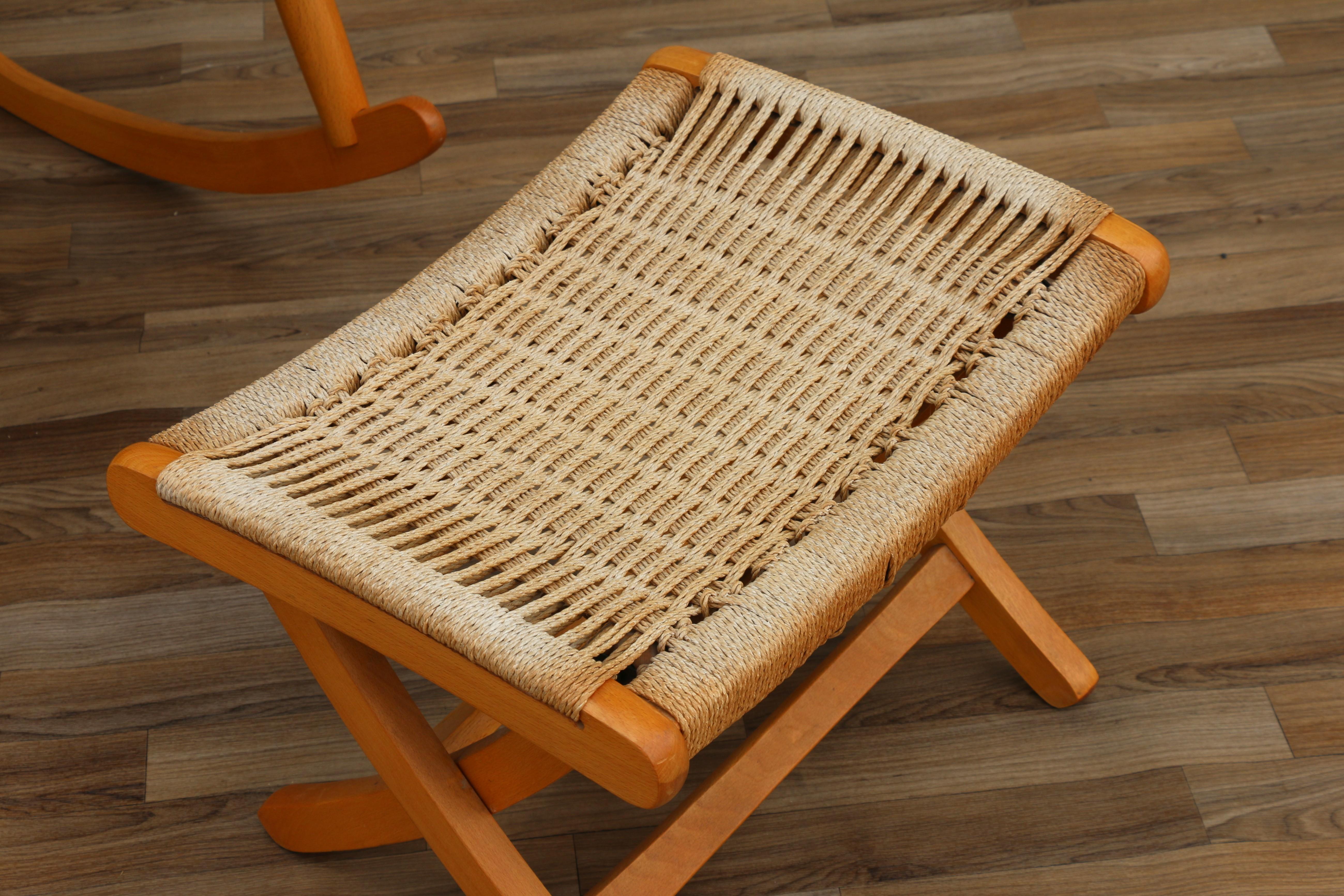 Mid-Century Yugoslavian Woven Rocking Chair and Folding Ottoman Circa ...
