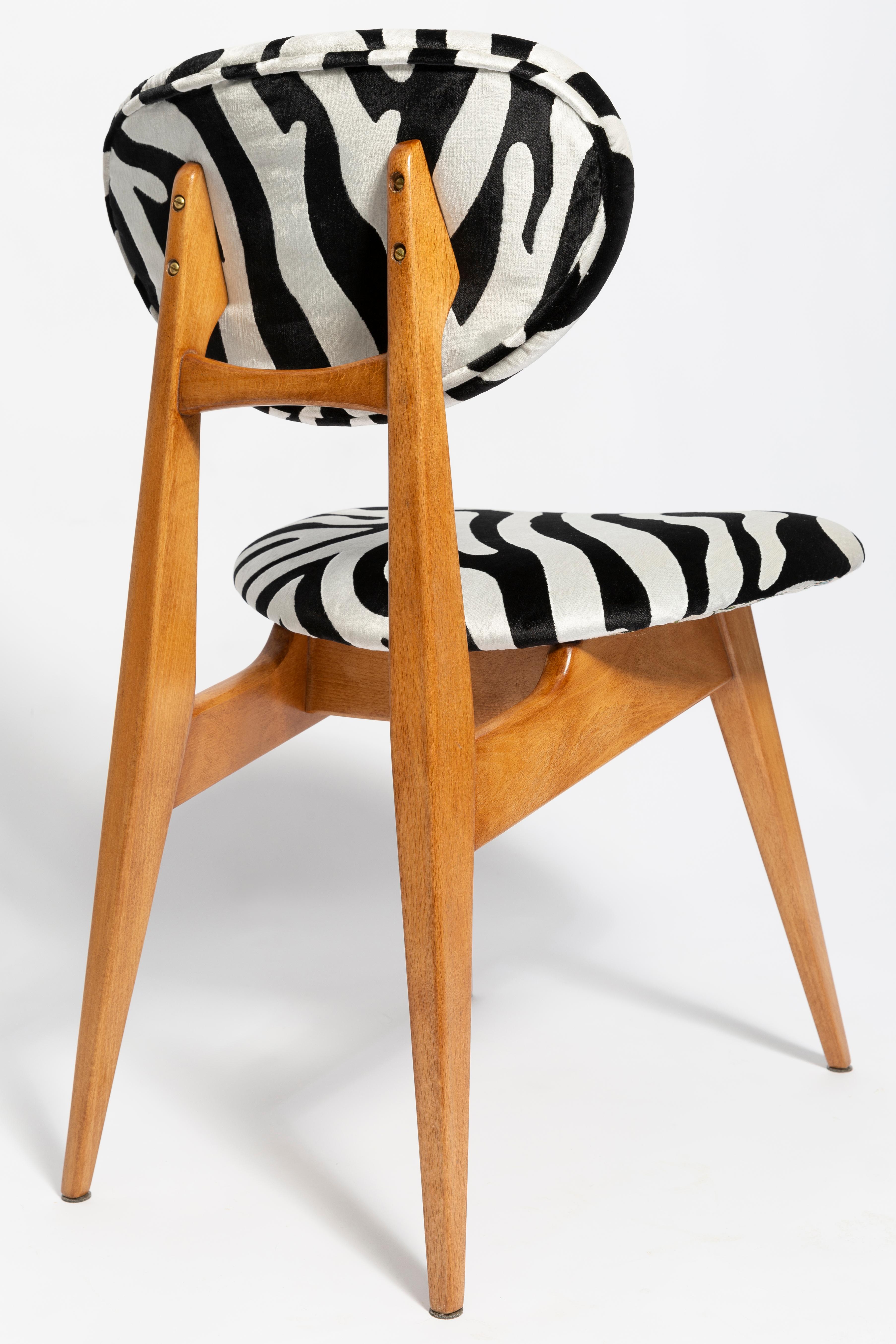 Polish Mid-Century Zebra Chair, Type 200/128, by J. Kedziorek, Europe, 1960s For Sale