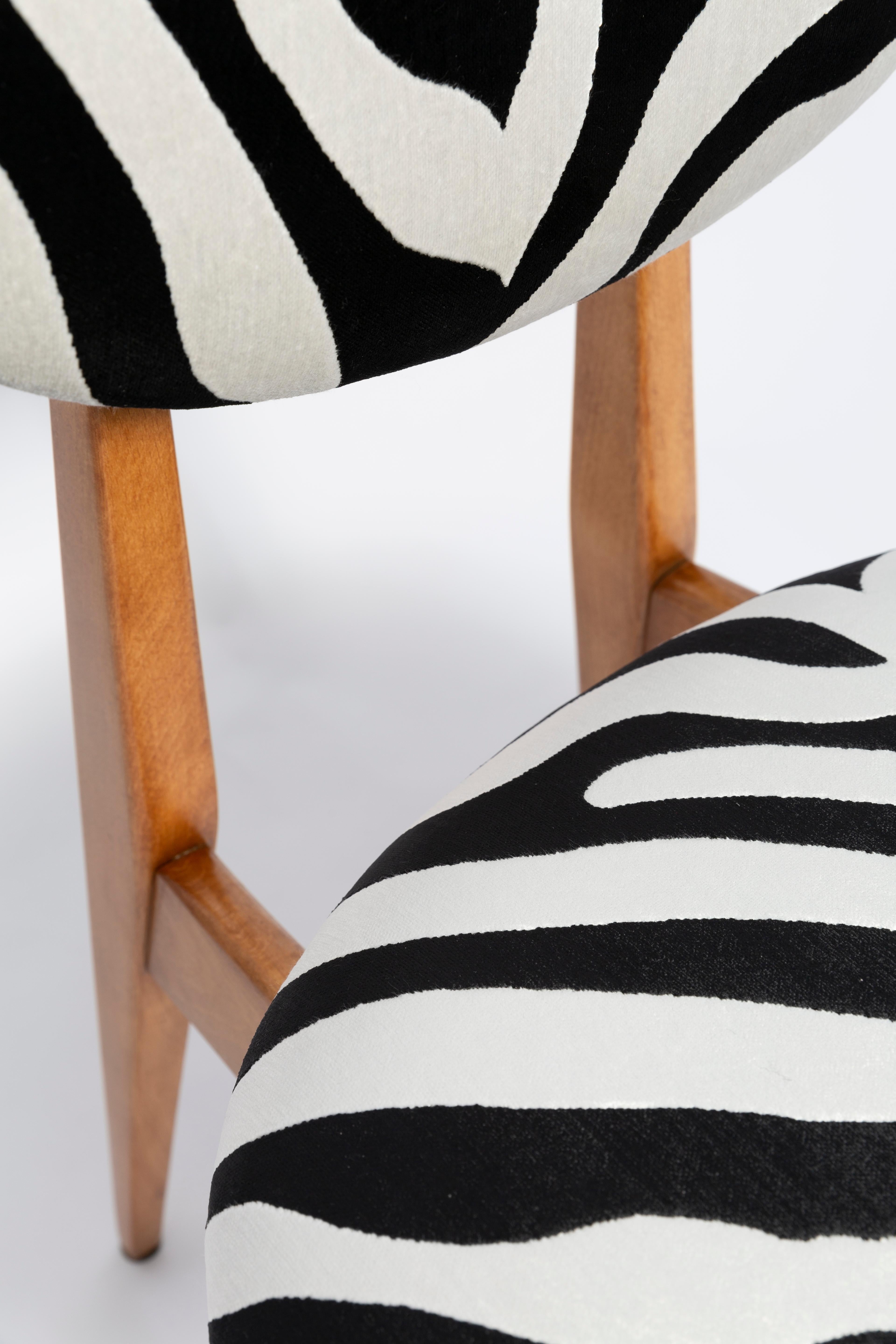 Velvet Mid-Century Zebra Chair, Type 200/128, by J. Kedziorek, Europe, 1960s For Sale