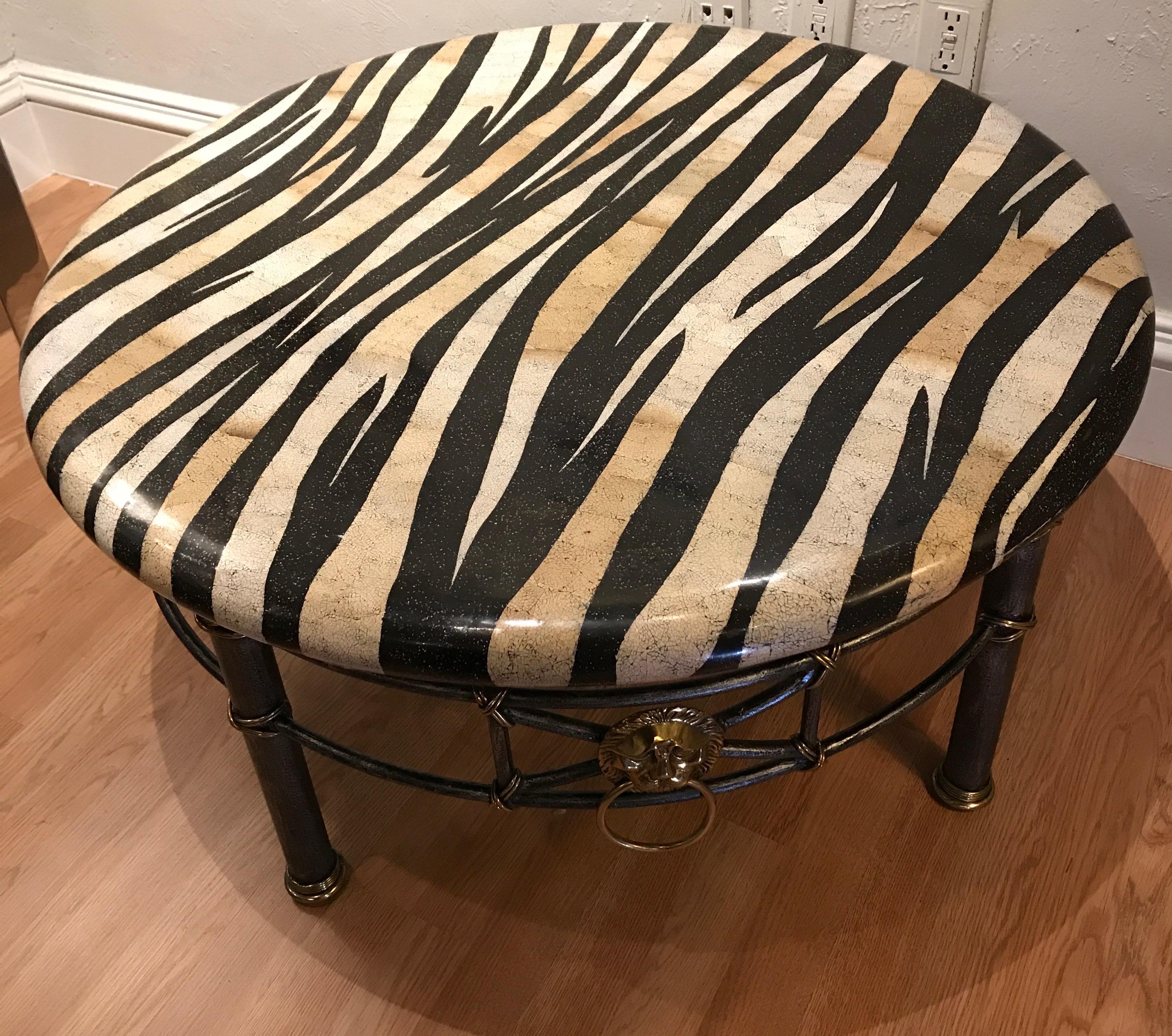 Midcentury Zebra Top Cocktail Table 3