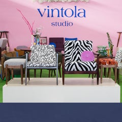 Mid-Century Zebra Velvet Armchair, GFM 142, Edmund Homa, Europe, 1960s