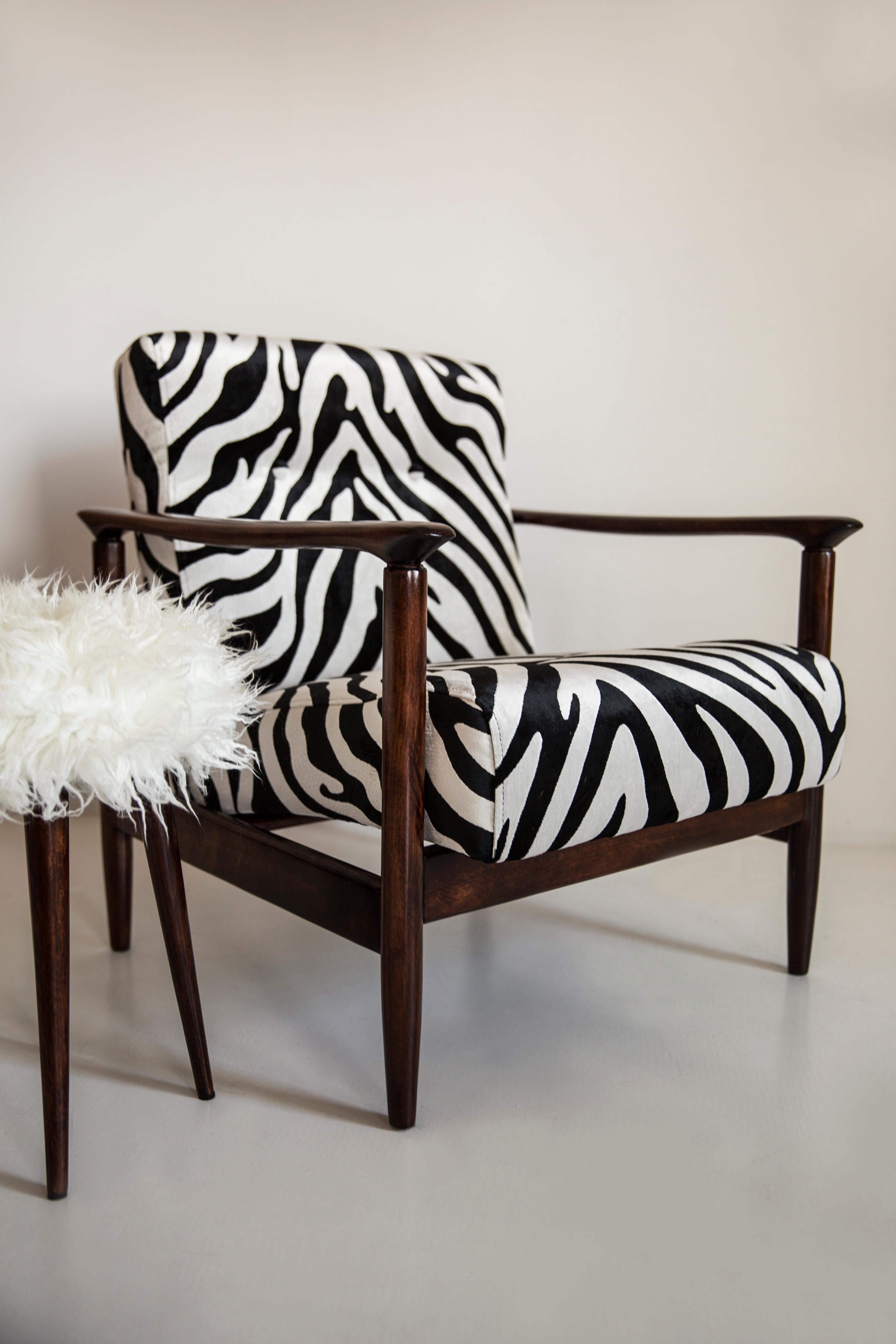 Mid-Century Modern Mid-Century Zebra Velvet Armchair, GFM 142, Edmund Homa, Europe, 1960s For Sale