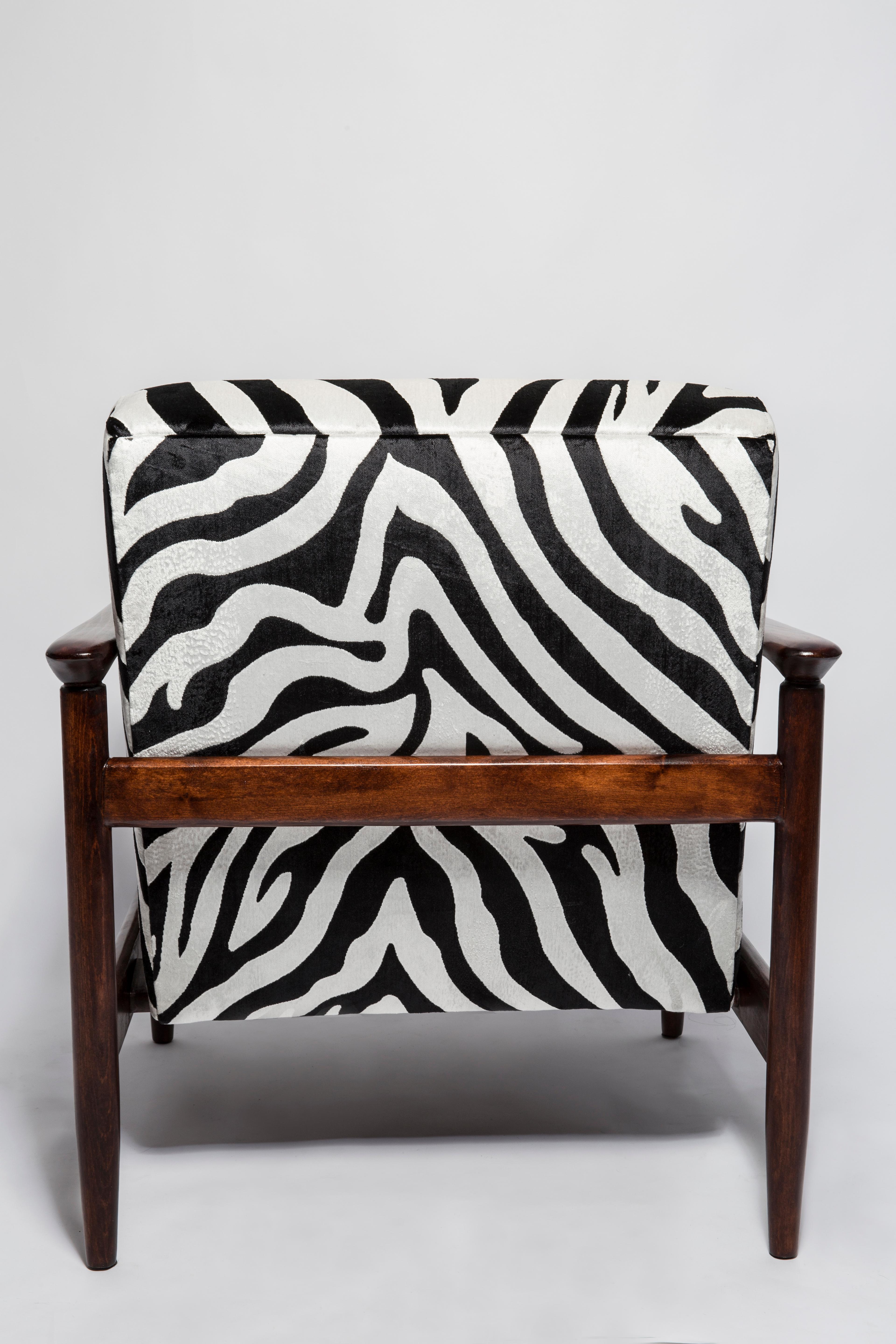 Mid-Century Zebra Velvet Armchair, GFM 142, Edmund Homa, Europe, 1960s For Sale 1