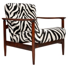 Mid-Century Zebra Velvet Armchair, GFM 142, Edmund Homa, Europe, 1960s